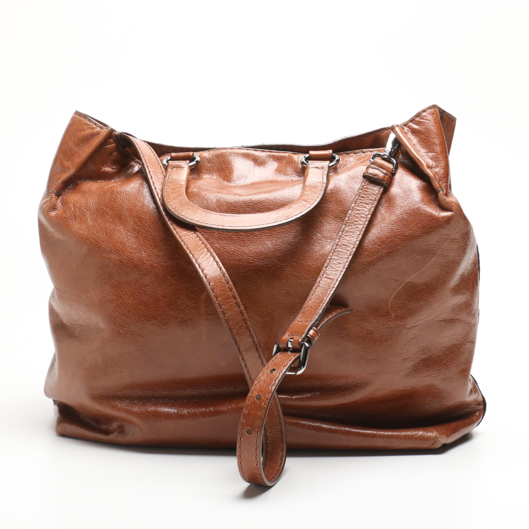Prada Chestnut Brown Leather Tote Bag