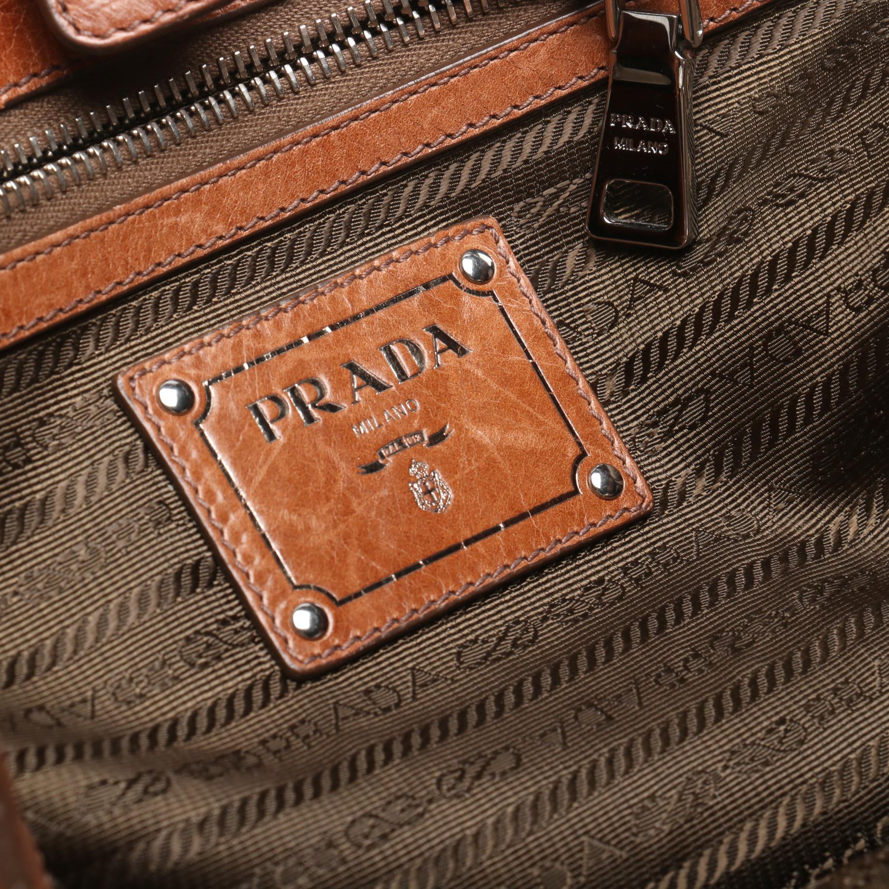 Prada Chestnut Brown Leather Tote Bag