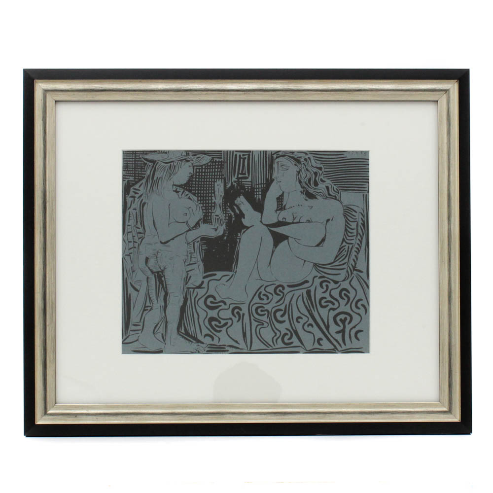 Pablo Picasso Linoleum Cut "Two Women"