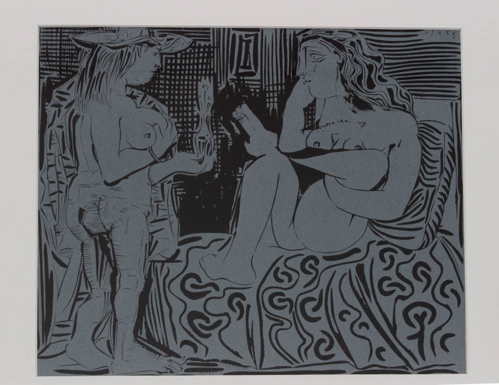 Pablo Picasso Linoleum Cut "Two Women"