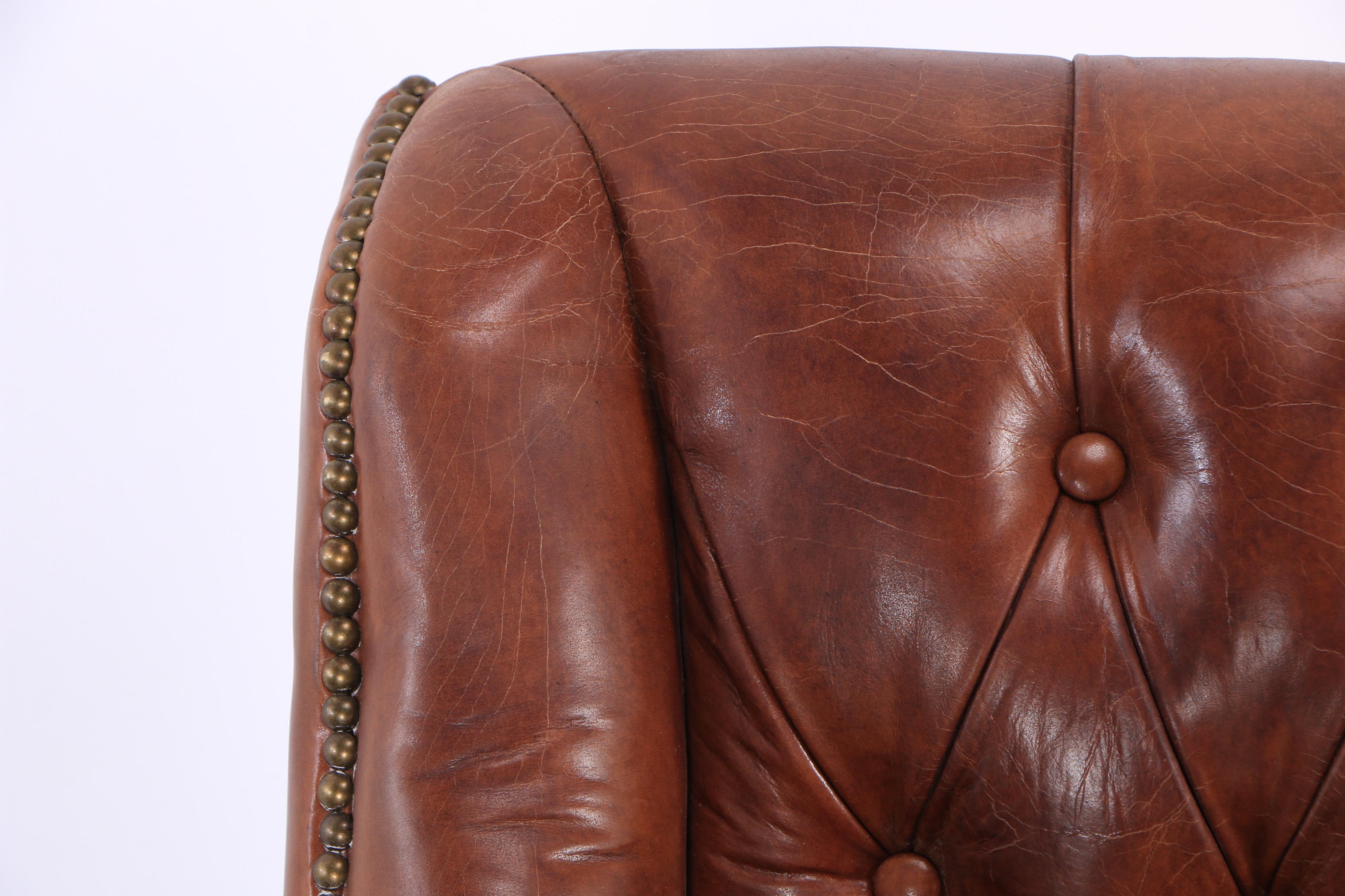 "Chatsworth" Cognac Leather Club Chairs by Blue Ocean Traders