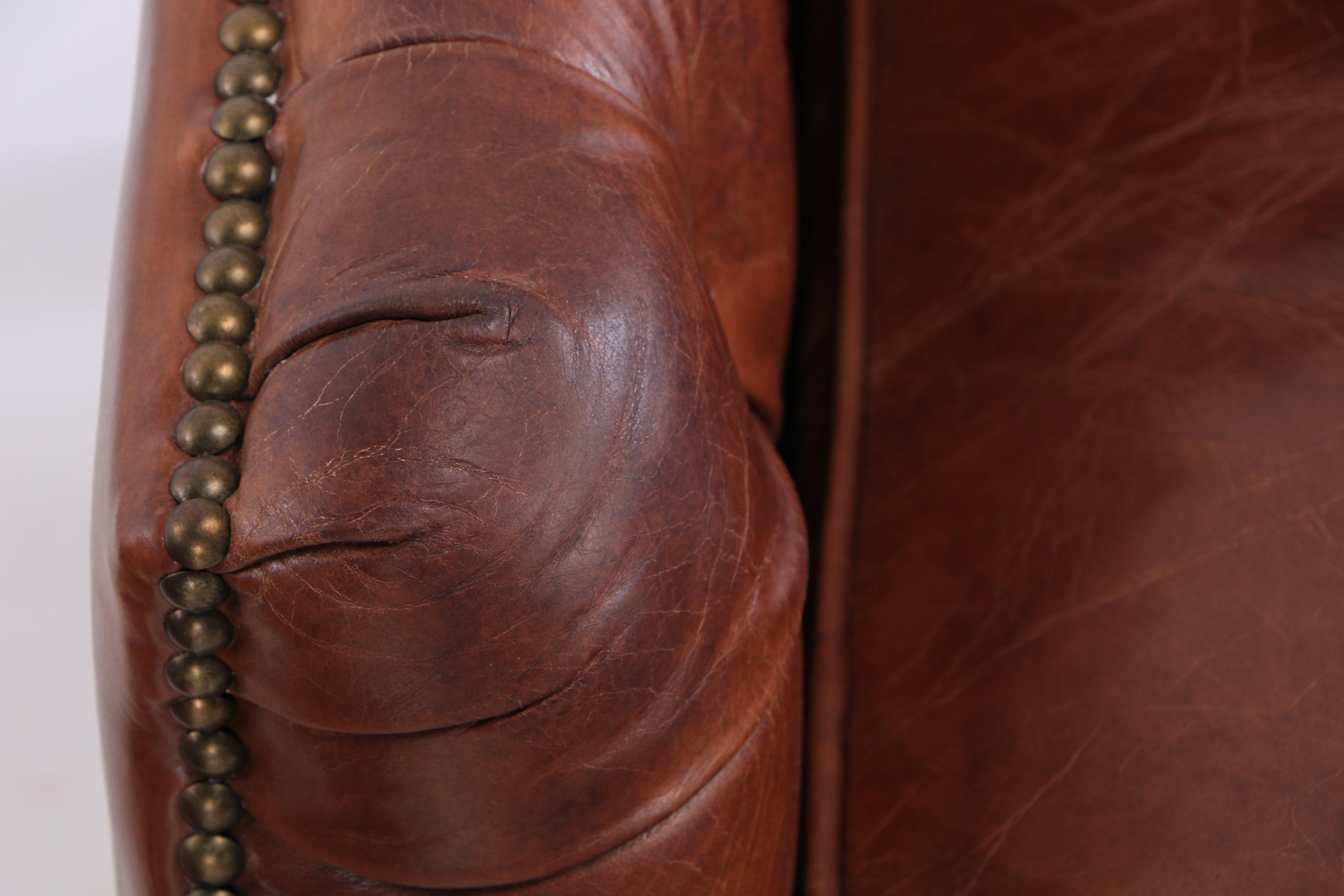 "Chatsworth" Cognac Leather Club Chairs by Blue Ocean Traders