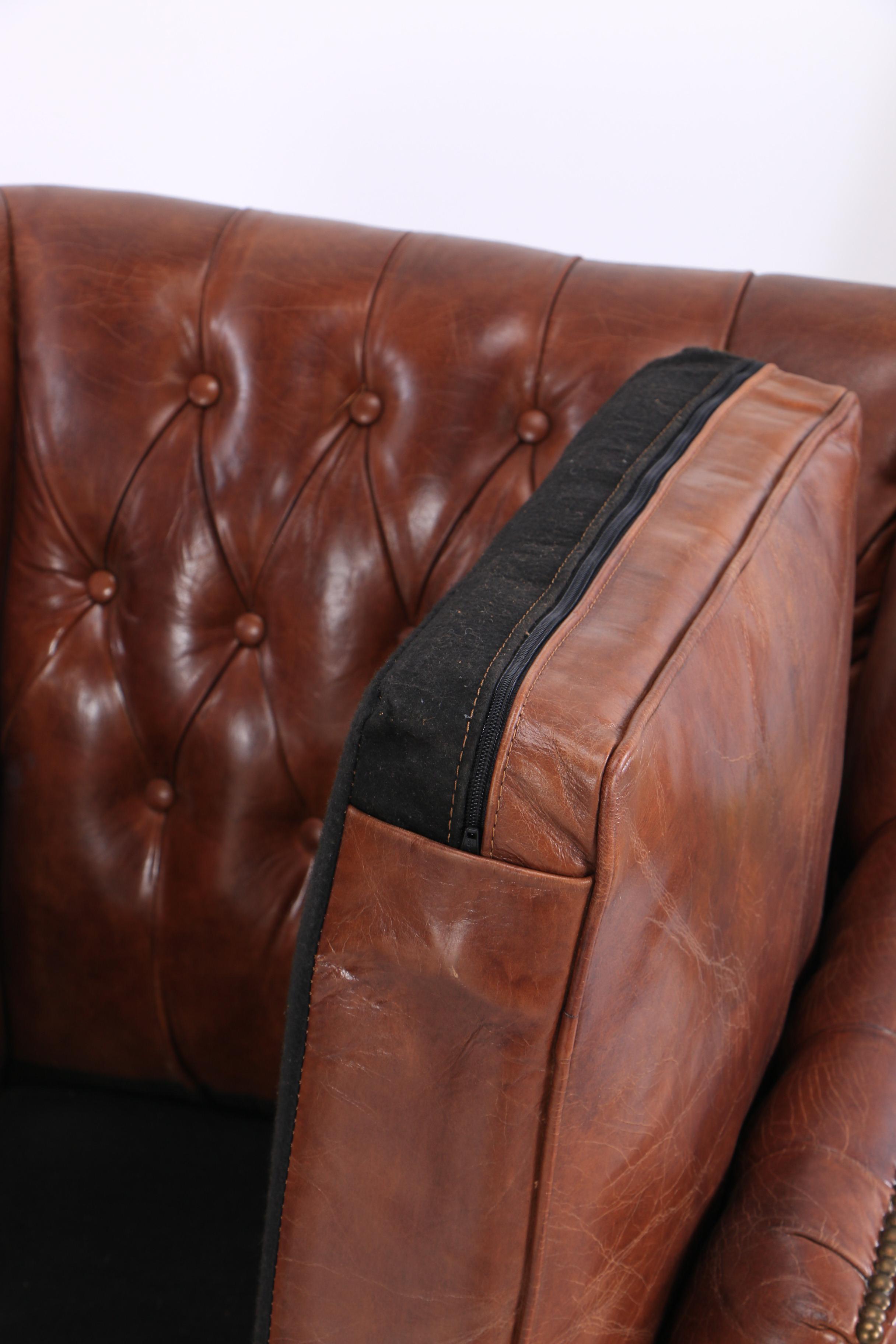 "Chatsworth" Cognac Leather Club Chairs by Blue Ocean Traders