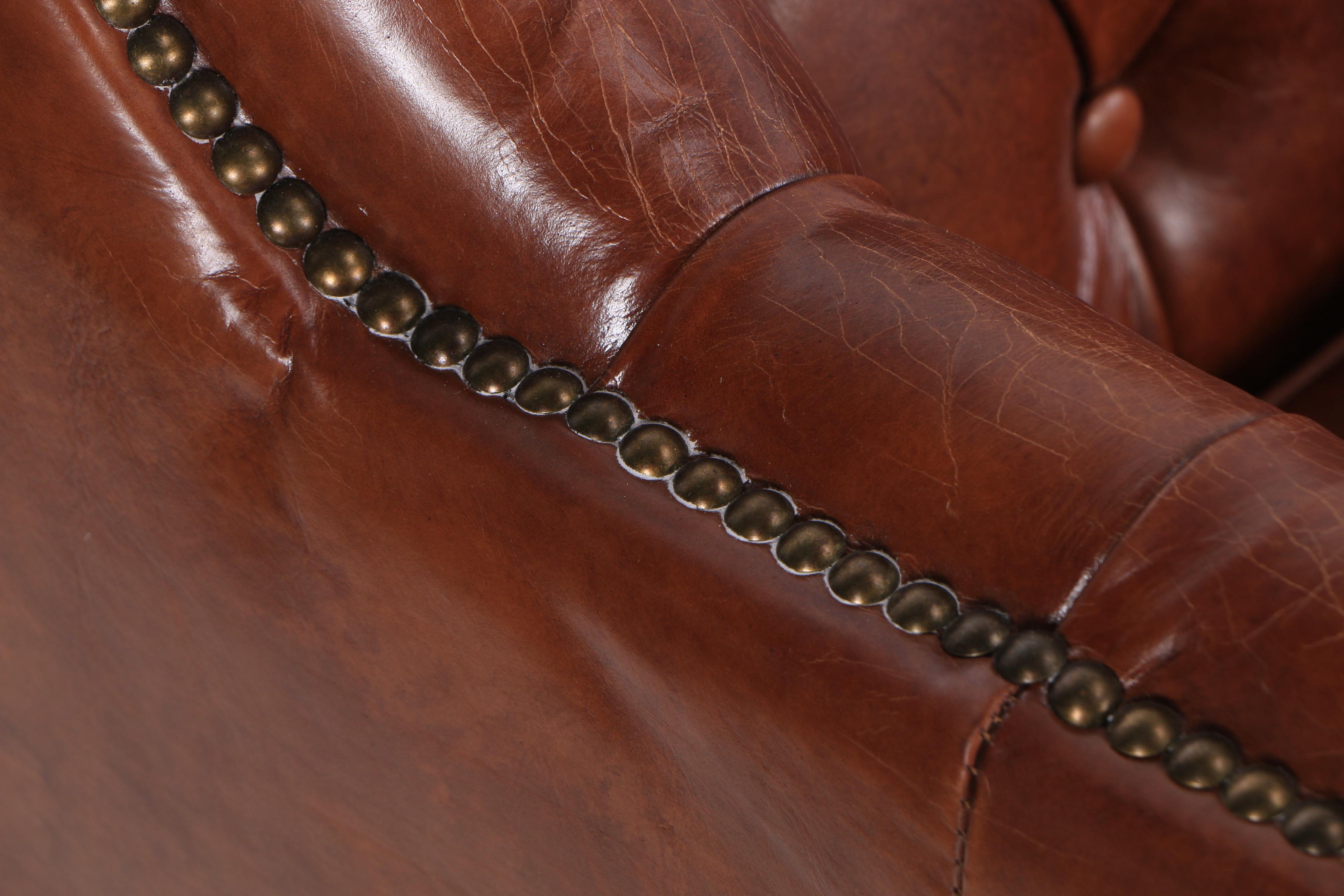 "Chatsworth" Cognac Leather Club Chairs by Blue Ocean Traders