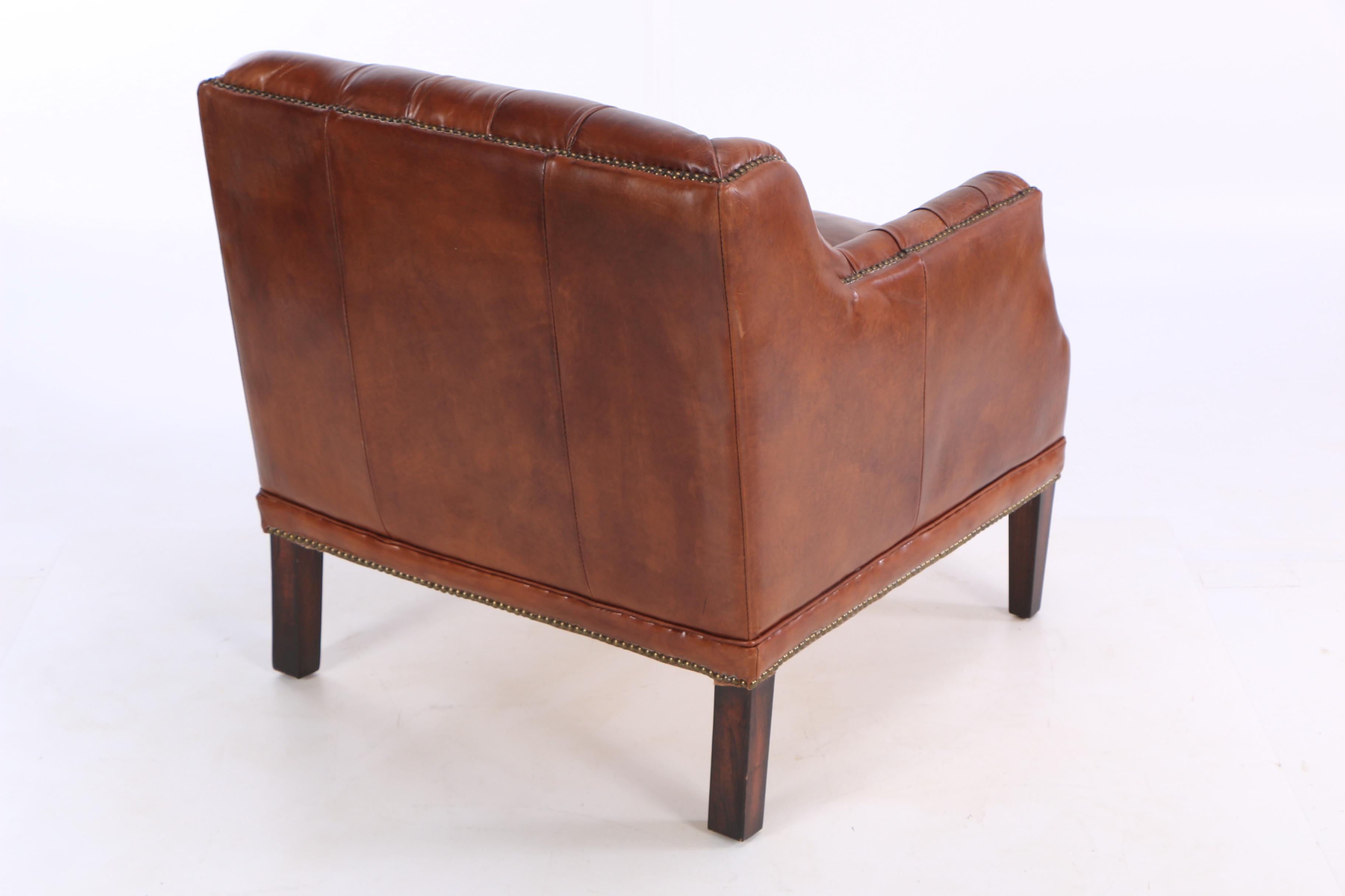 "Chatsworth" Cognac Leather Club Chairs by Blue Ocean Traders