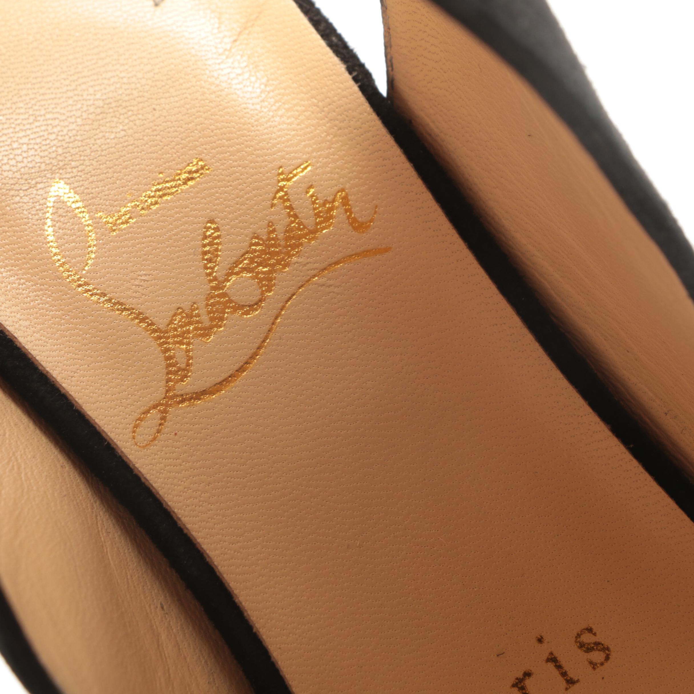 Christian Louboutin of Paris Black Suede Cut-Out Lace-Up Pumps