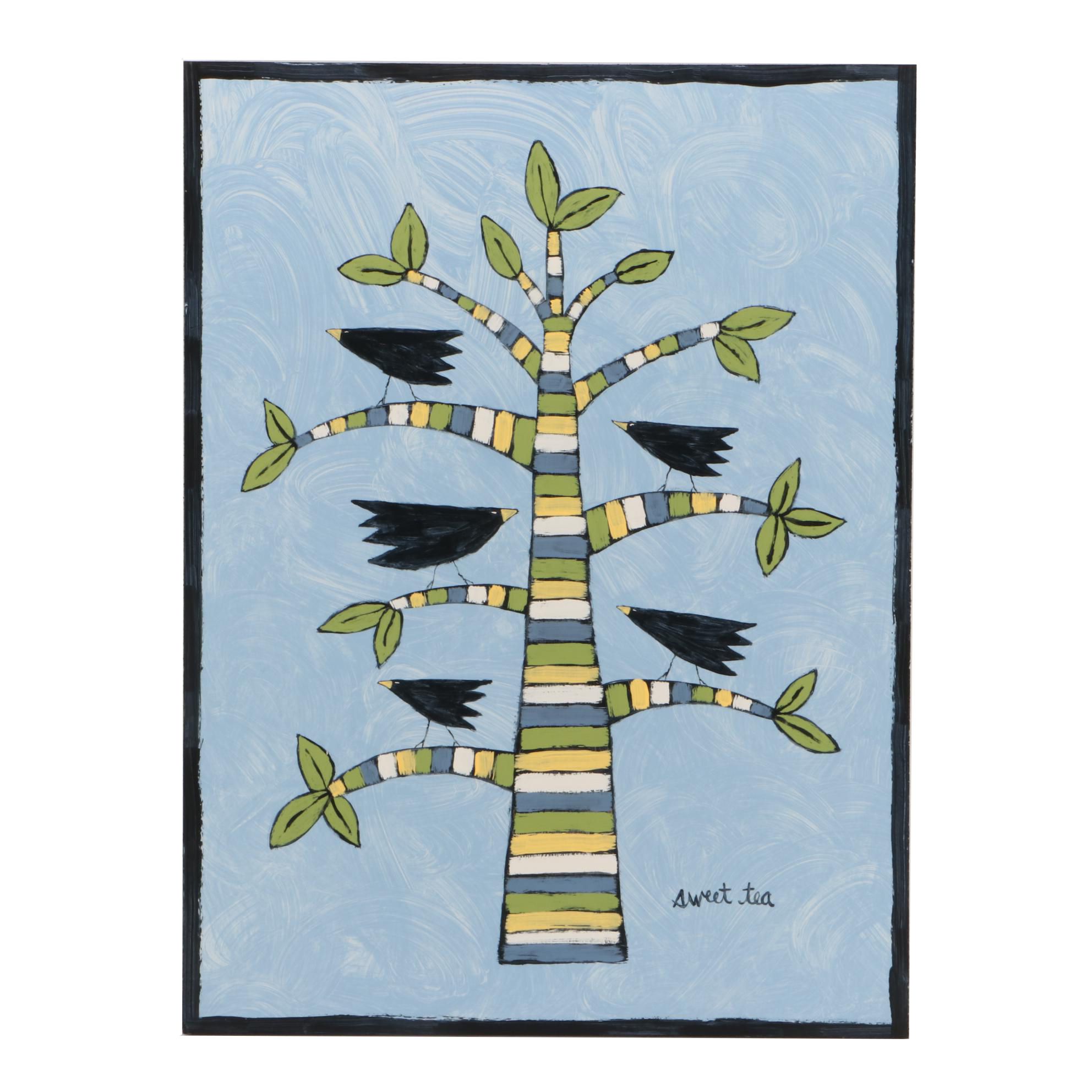 Sweet Tea Acrylic Folk Painting on Masonite Panel