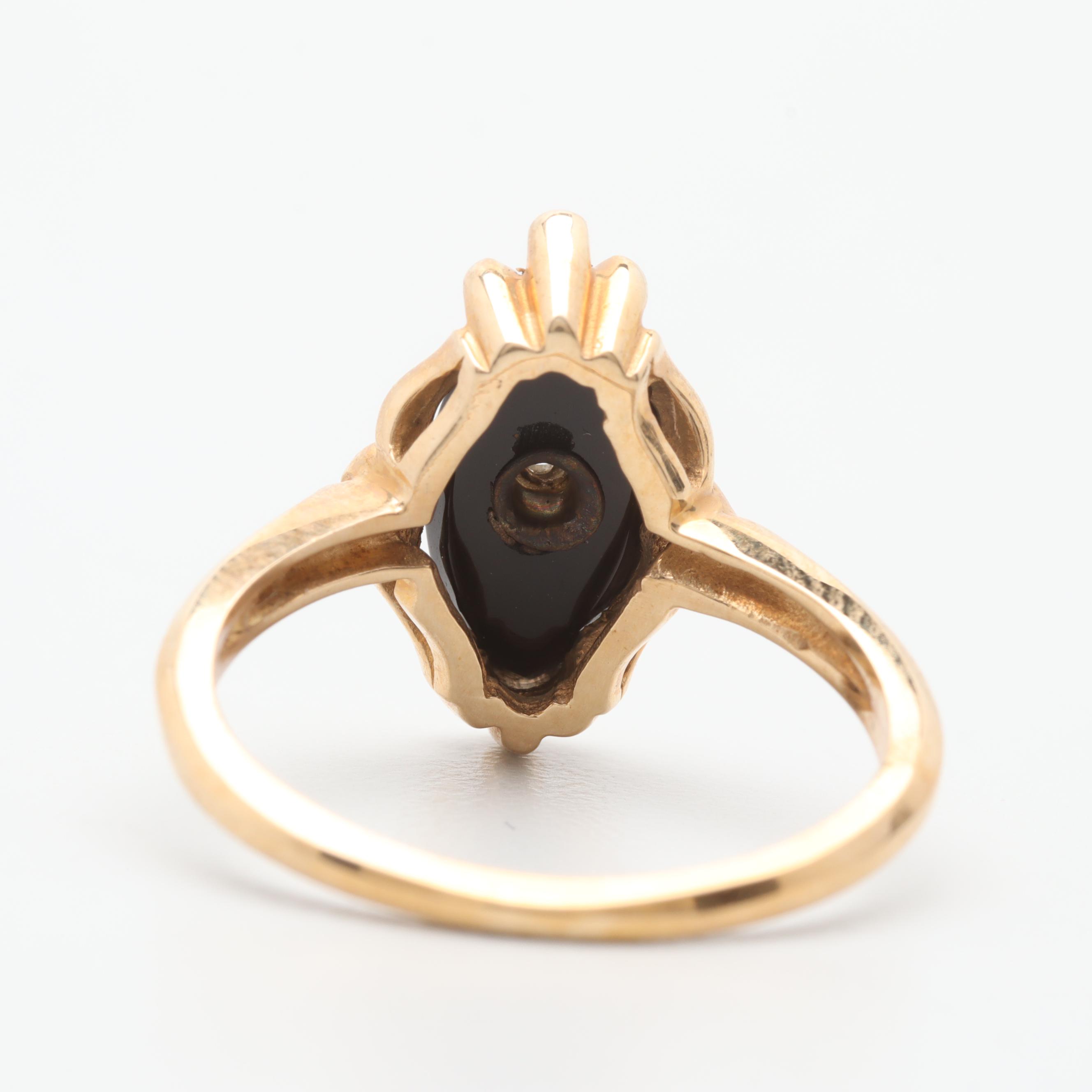 Davidson & Sons 10K Yellow Gold Black Onyx and Diamond Ring