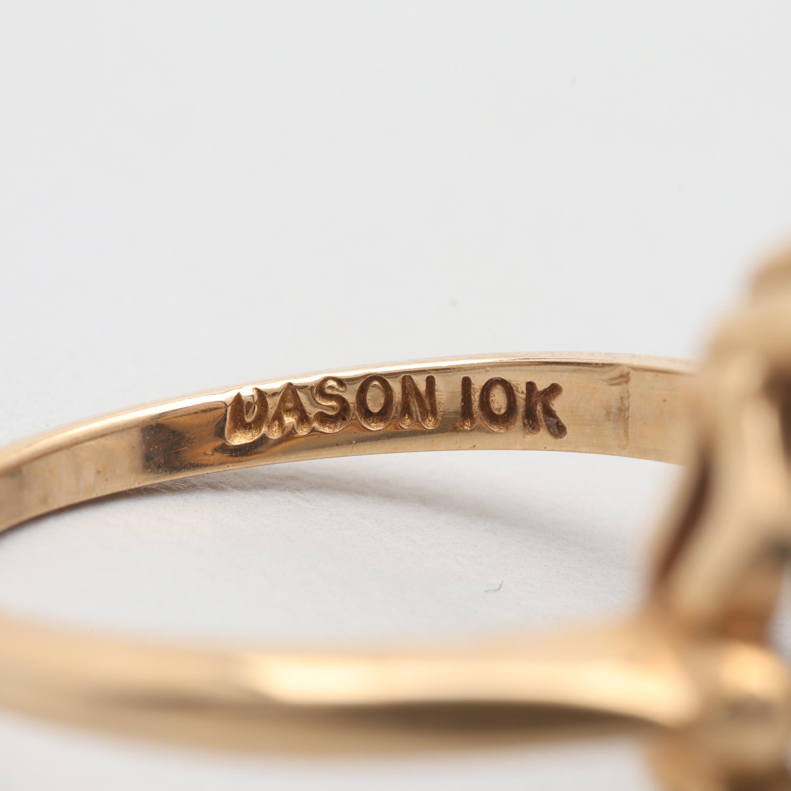 Davidson & Sons 10K Yellow Gold Black Onyx and Diamond Ring