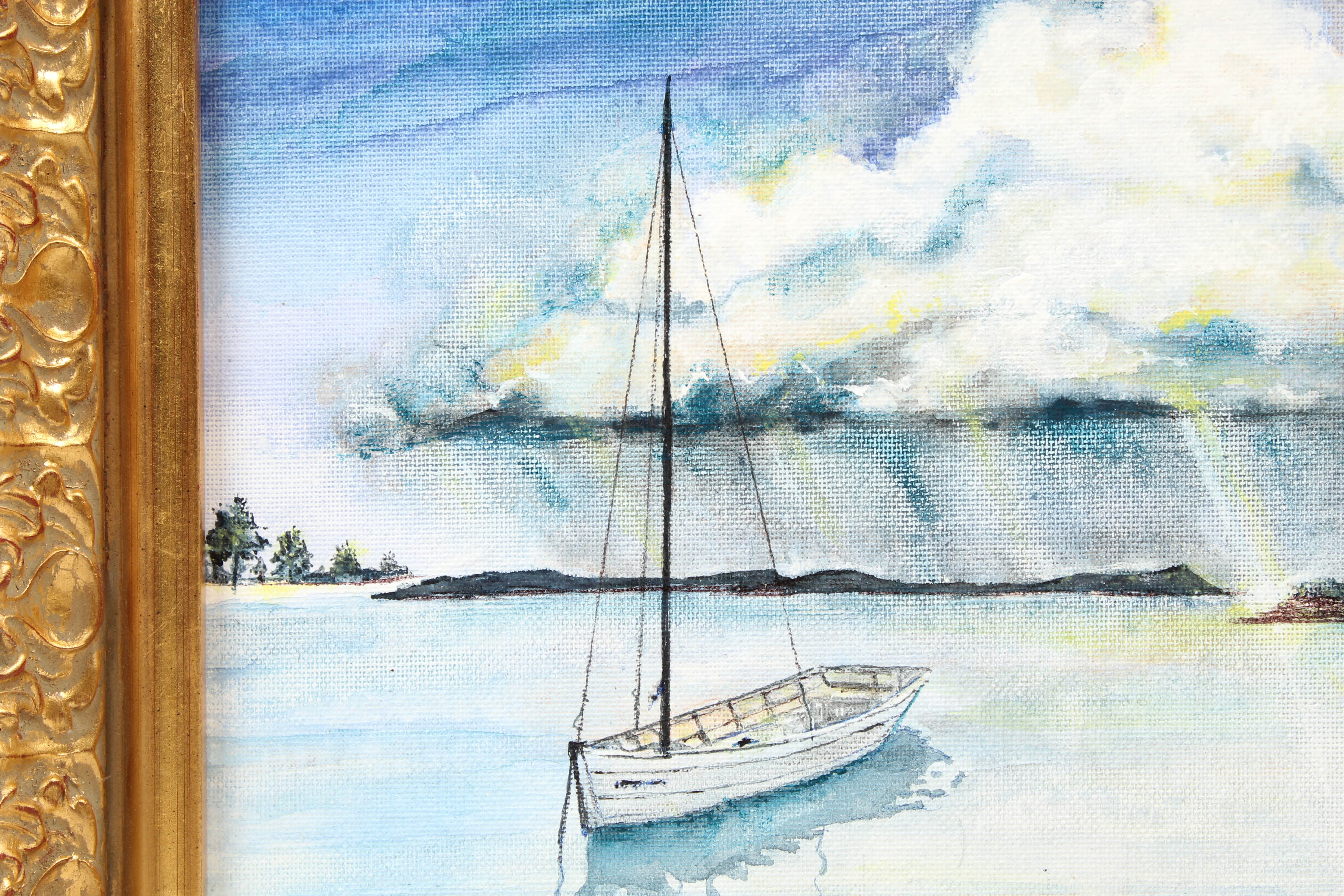 Charles R. Baxter Oil Seascape with Sailboat