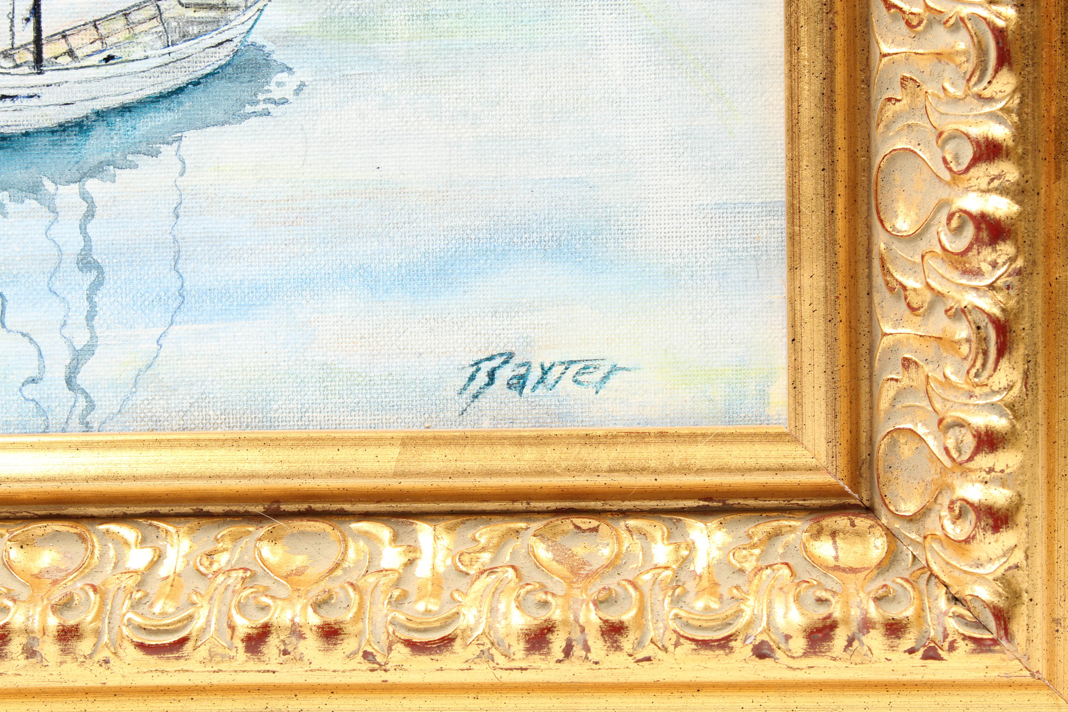 Charles R. Baxter Oil Seascape with Sailboat