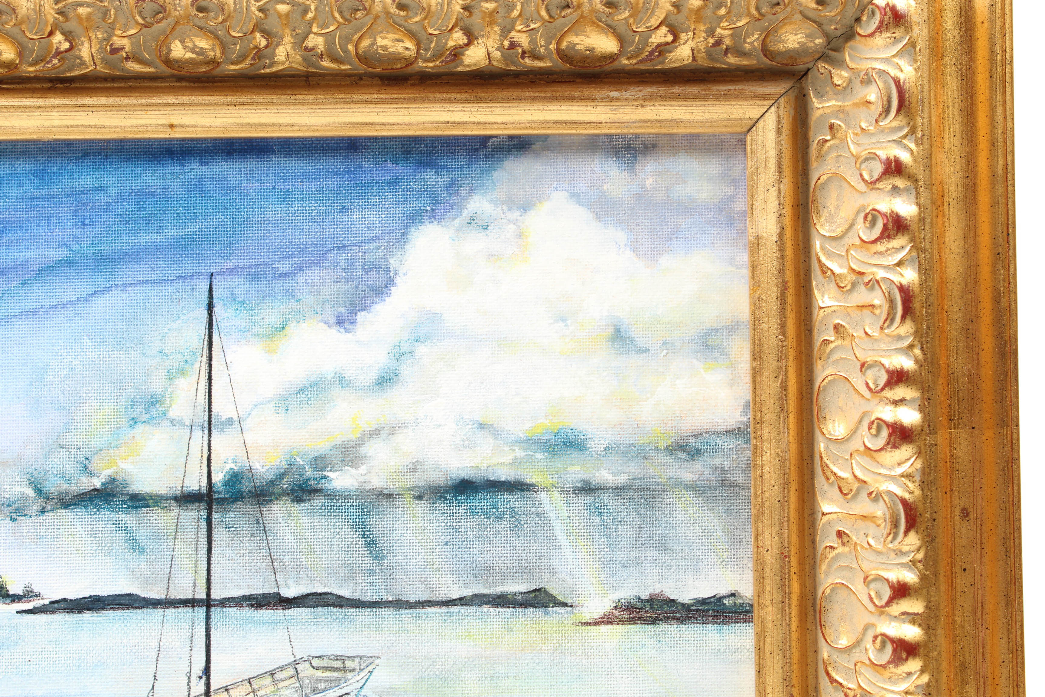 Charles R. Baxter Oil Seascape with Sailboat