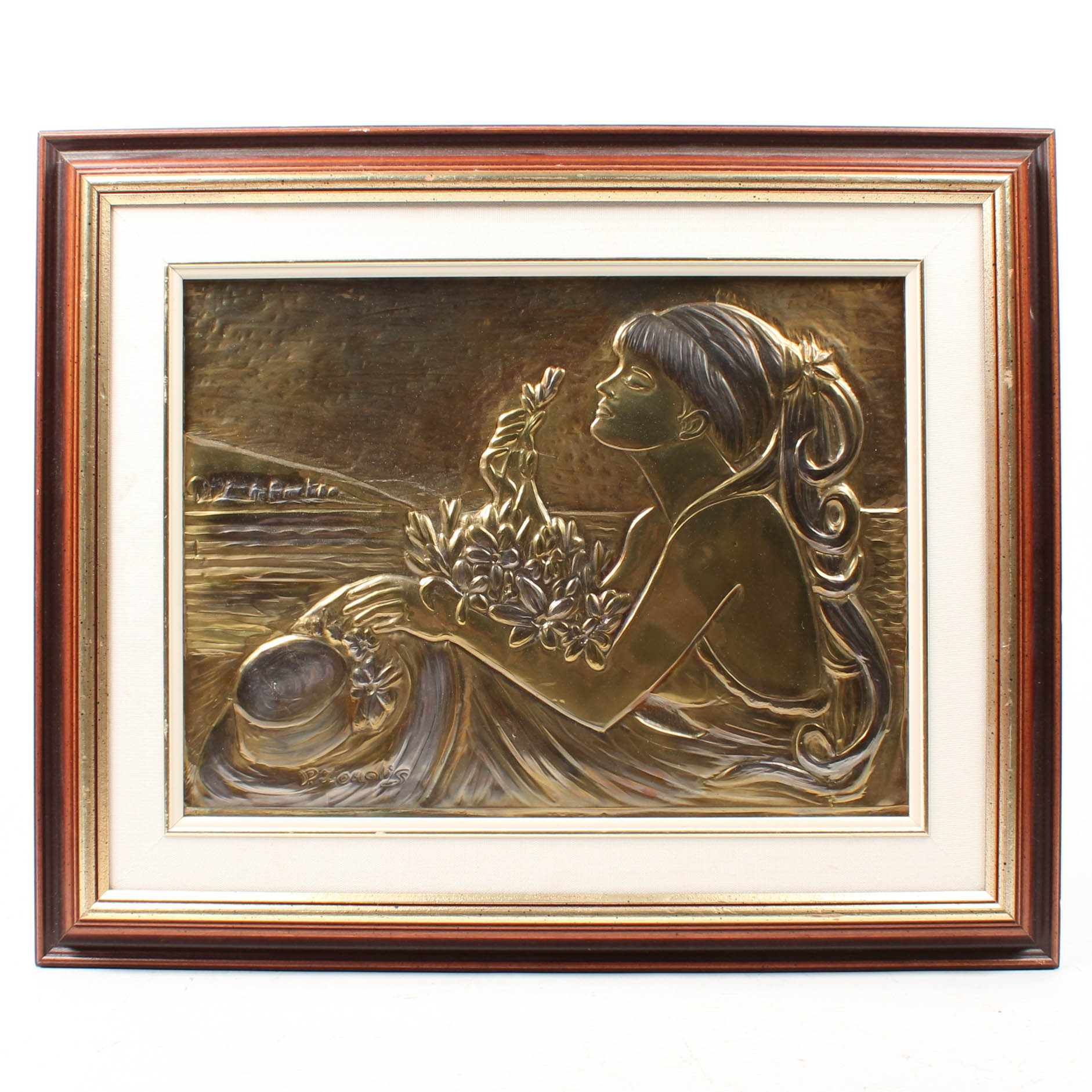 P. Loudis Art Nouveau Metal Relief Work