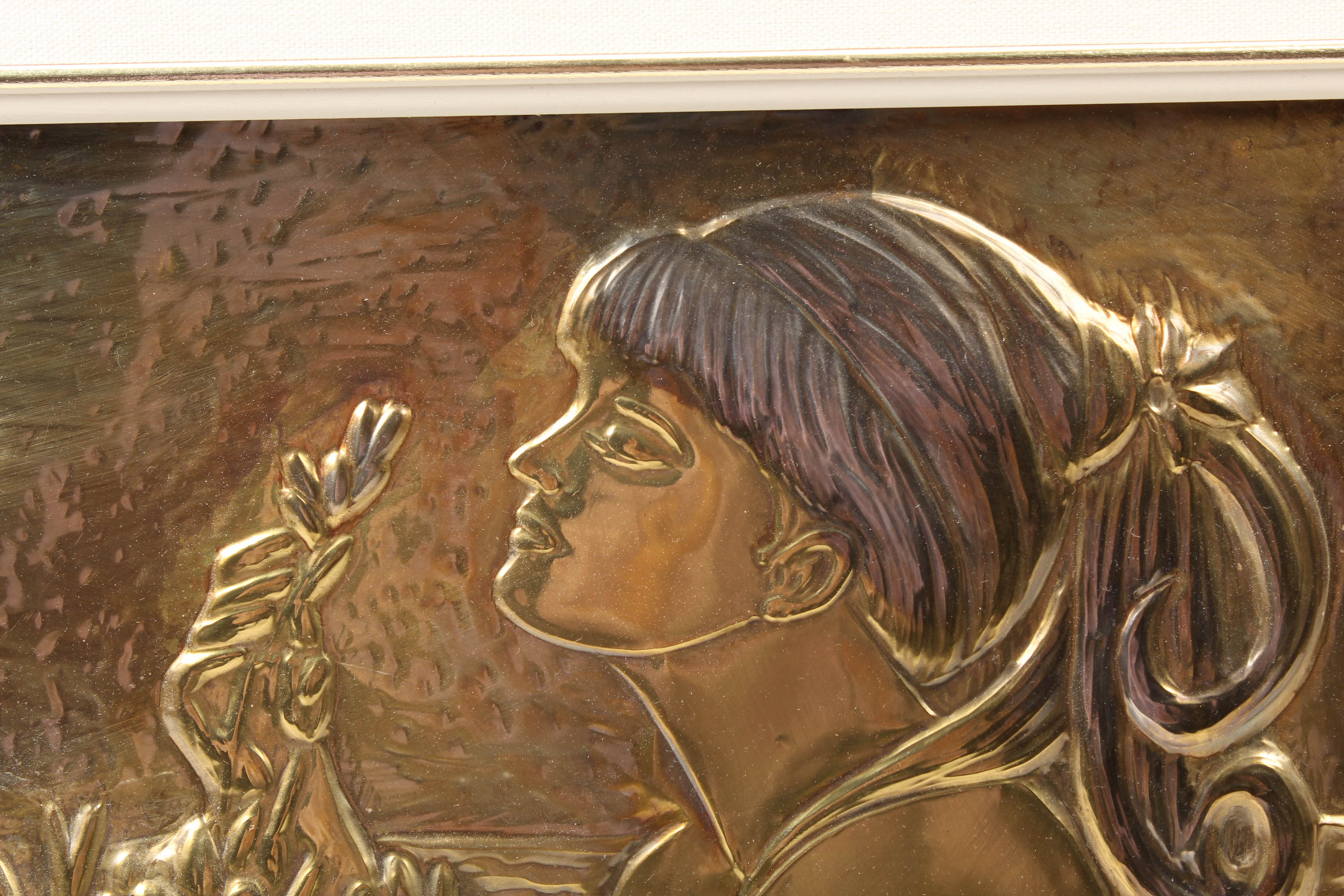 P. Loudis Art Nouveau Metal Relief Work