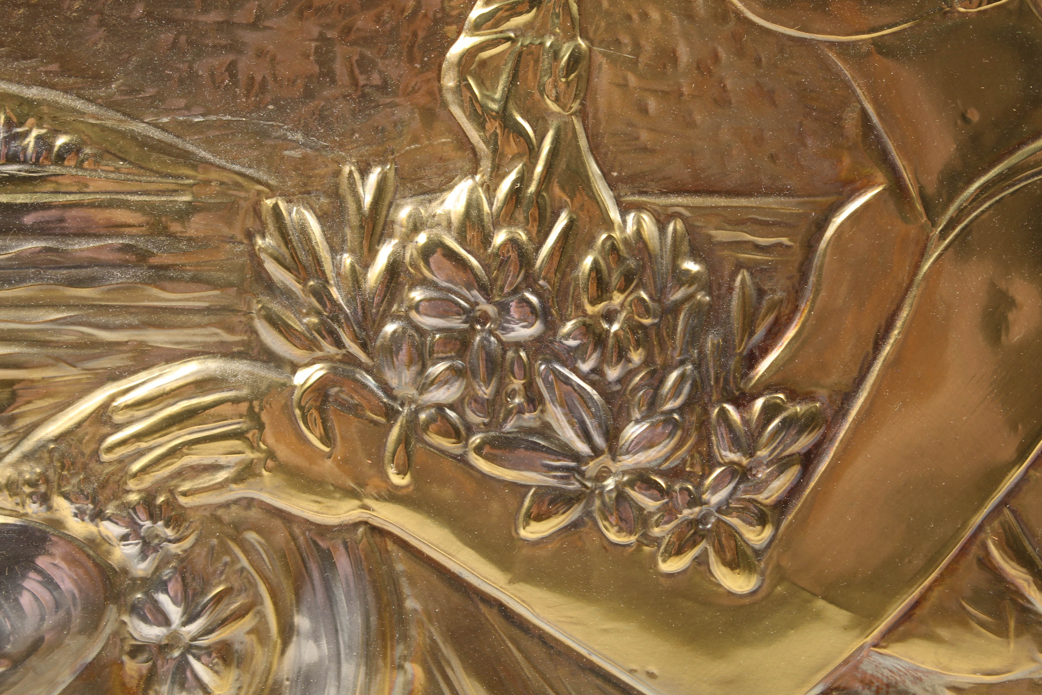 P. Loudis Art Nouveau Metal Relief Work