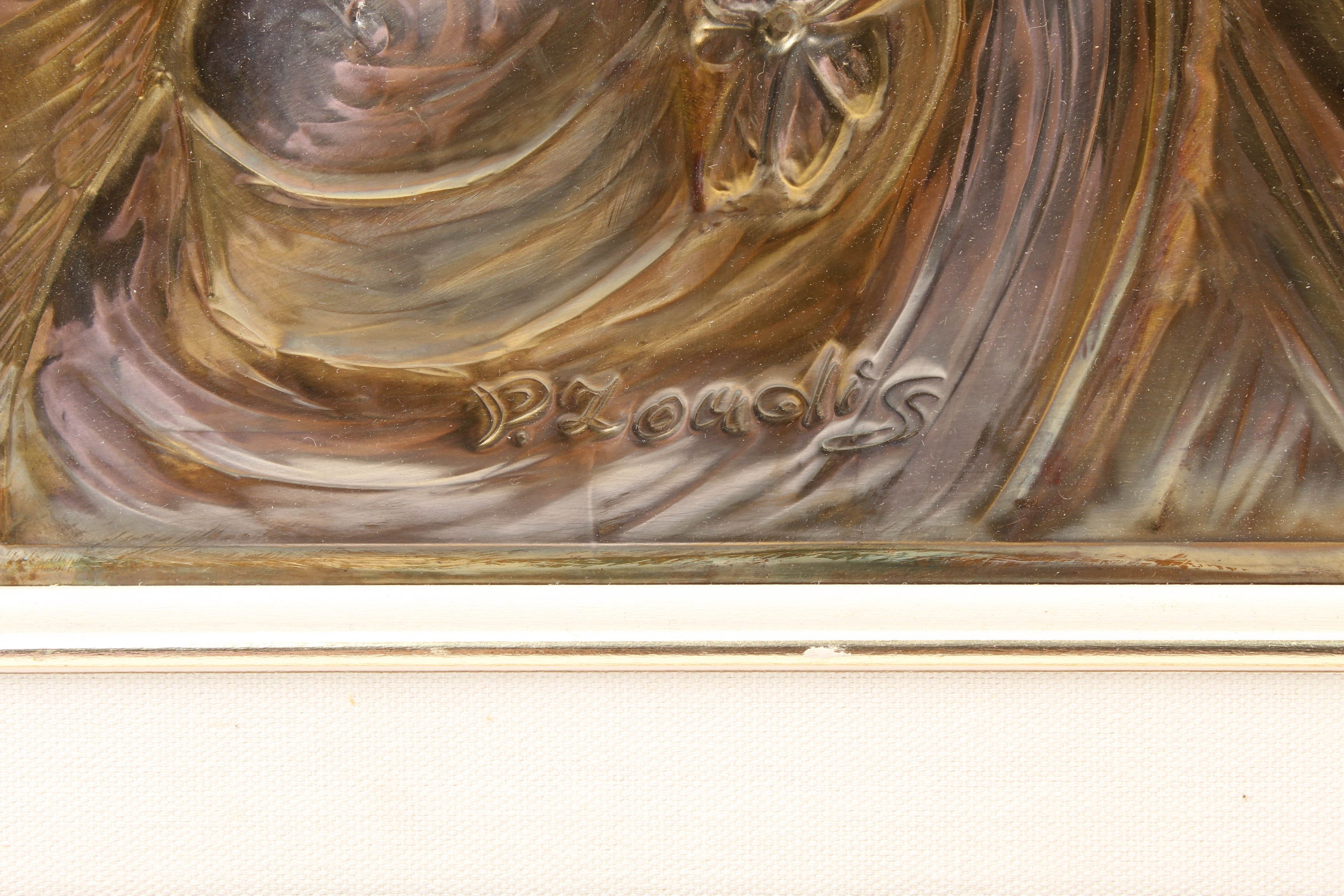 P. Loudis Art Nouveau Metal Relief Work