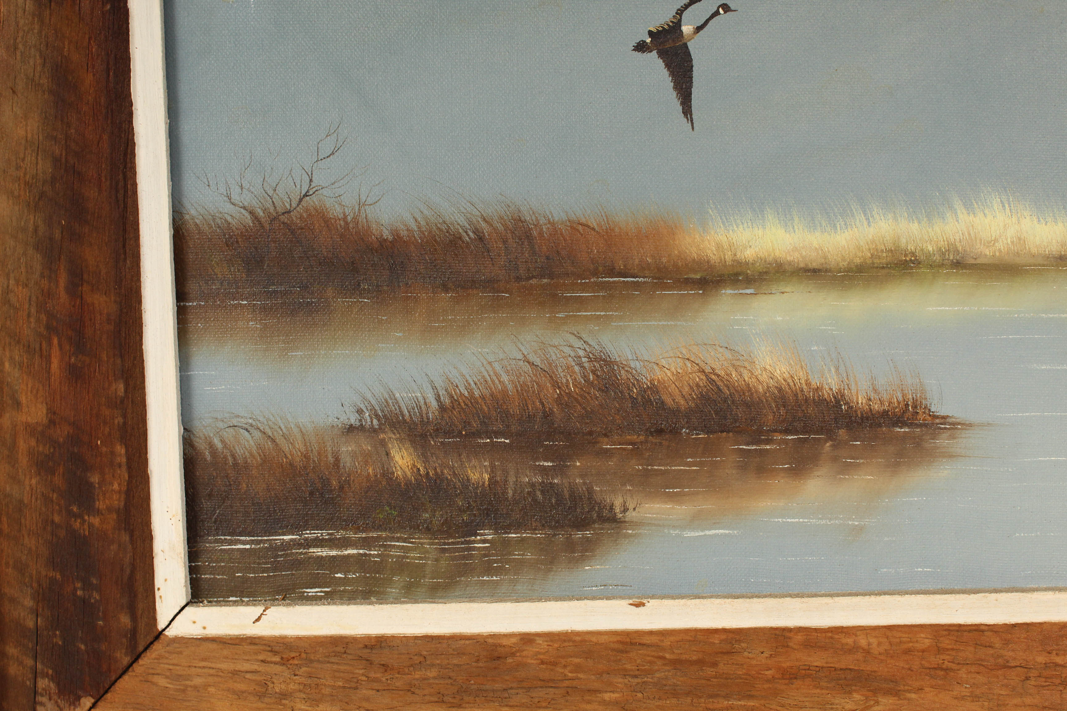 Bruce Hume Oil Painting Depicting Geese in Flight