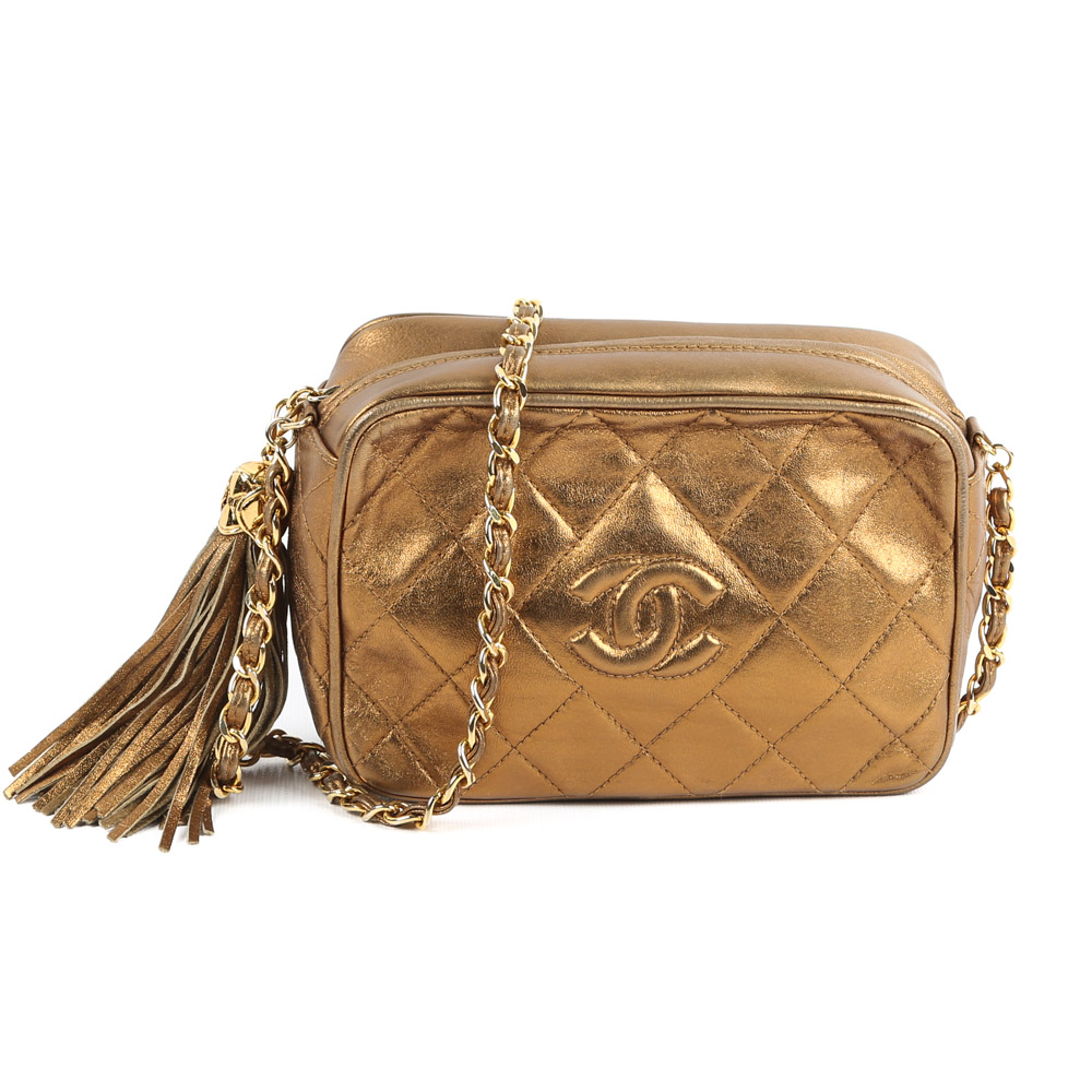 Chanel Quilted Chatelaine Metallic Leather Shoulder Bag