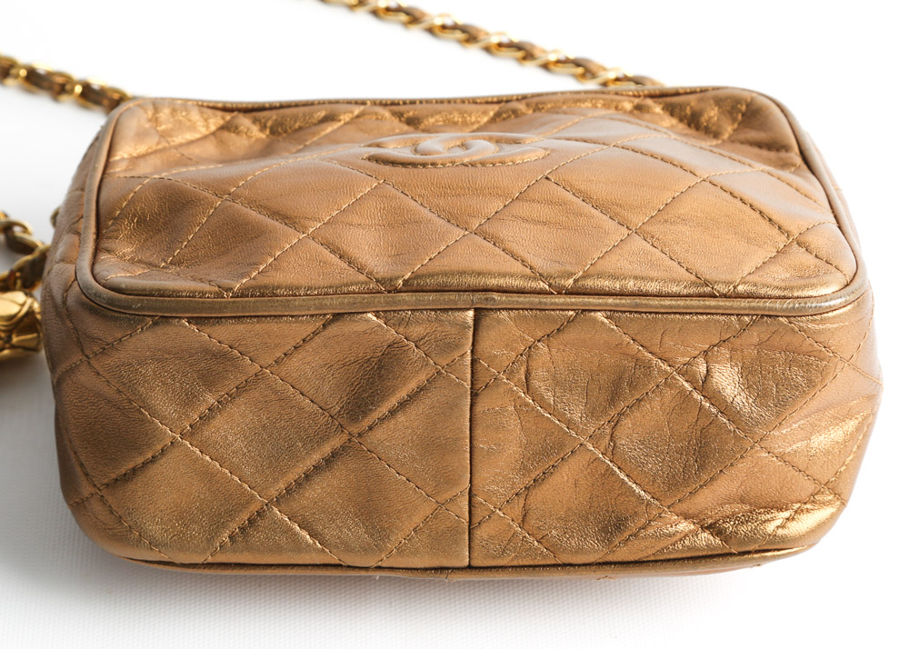 Chanel Quilted Chatelaine Metallic Leather Shoulder Bag