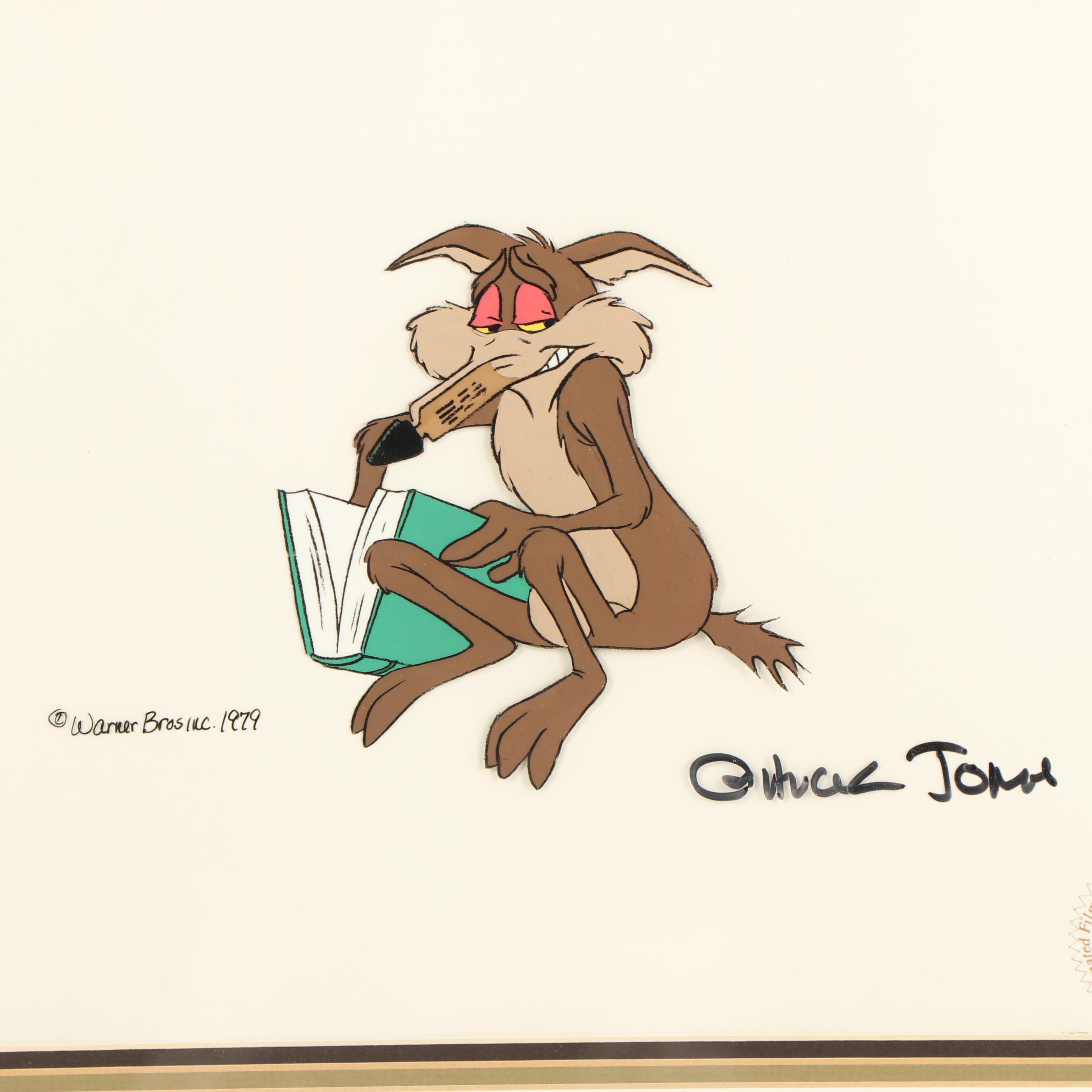 Chuck Jones Signed 1979 Hand-Painted Production Cel "Wile E. Coyote"
