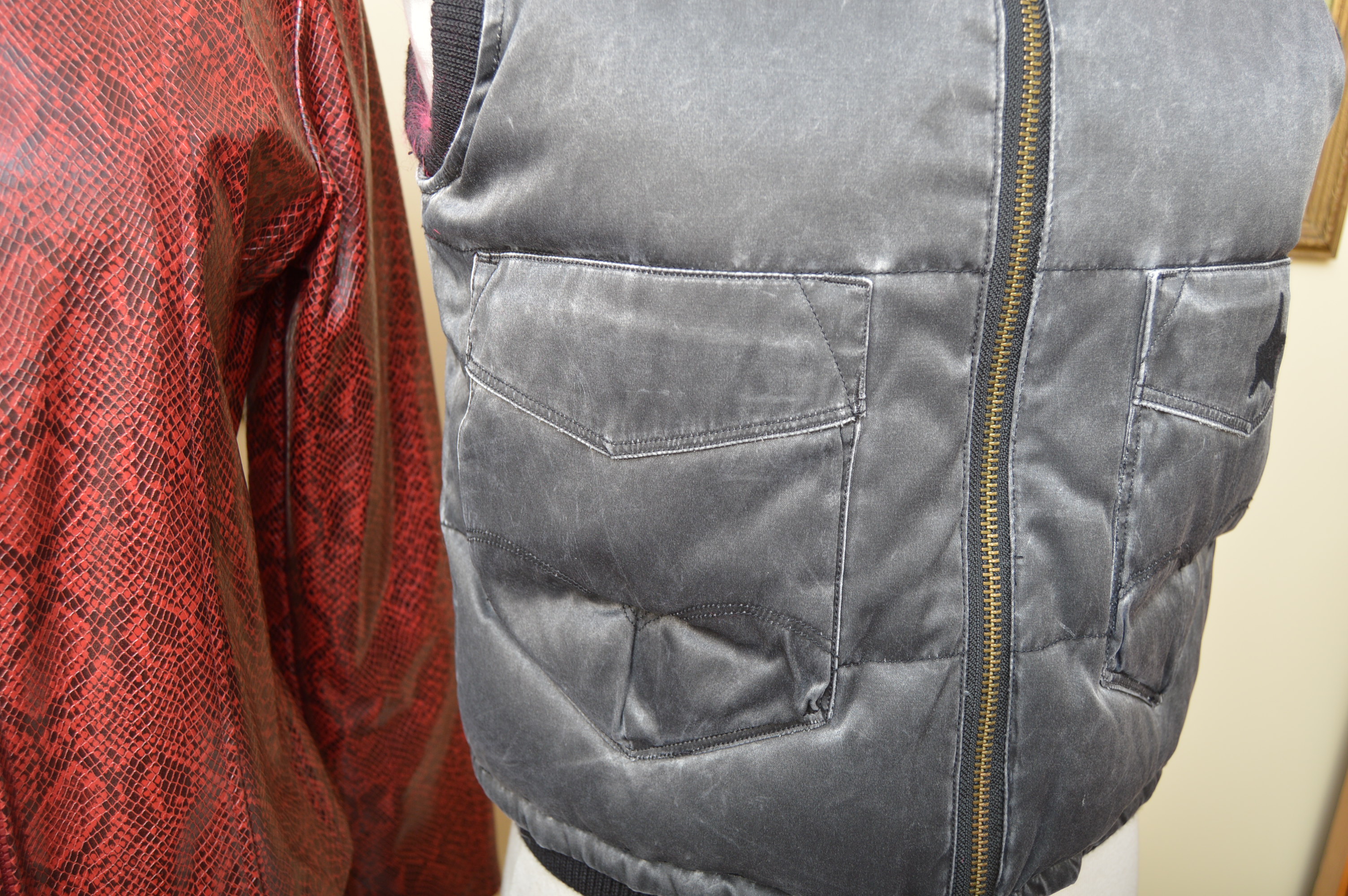 Women's Levi's Vest and Fu Da Sport Red Python Print Faux Leather Jacket