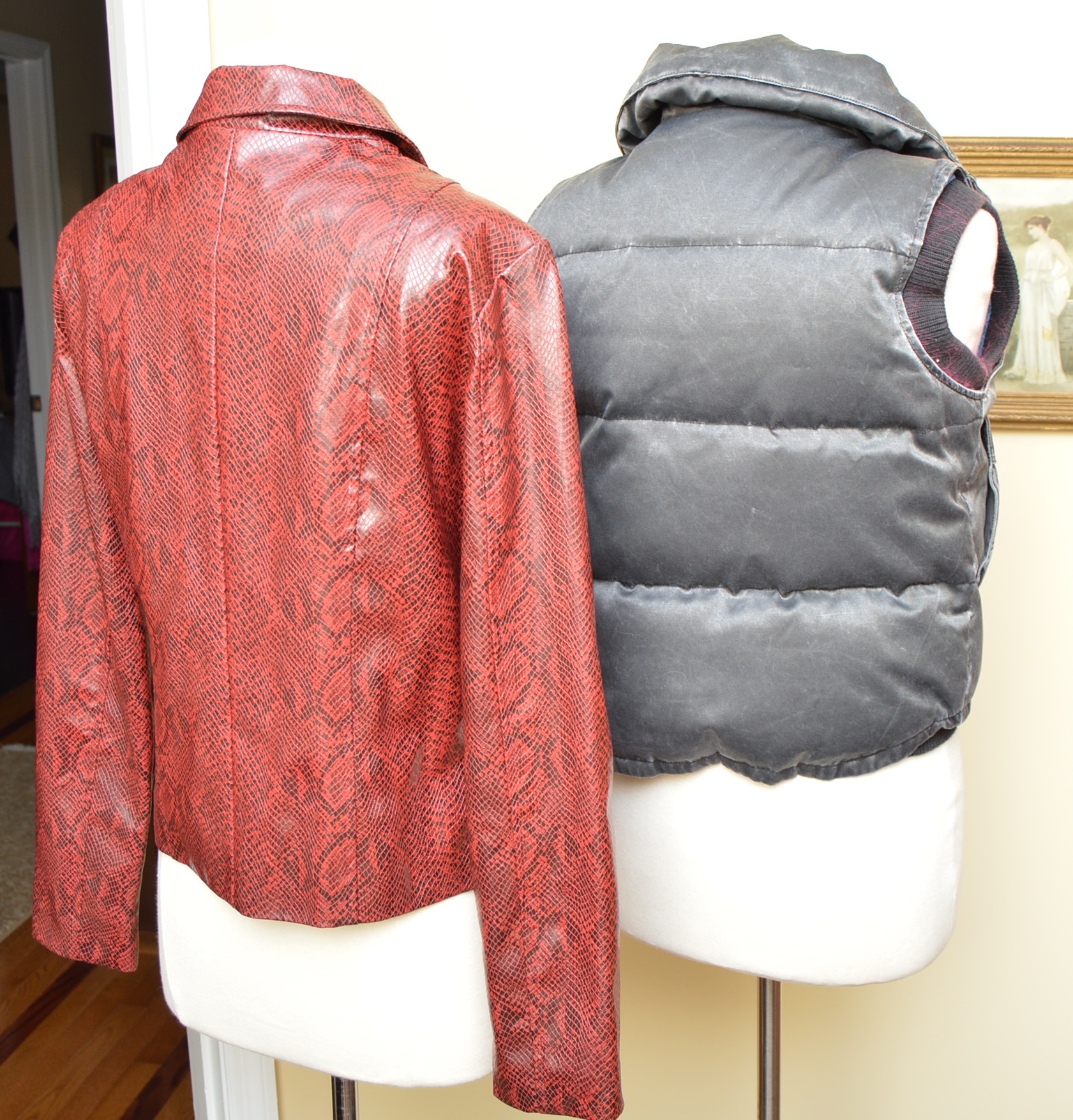 Women's Levi's Vest and Fu Da Sport Red Python Print Faux Leather Jacket
