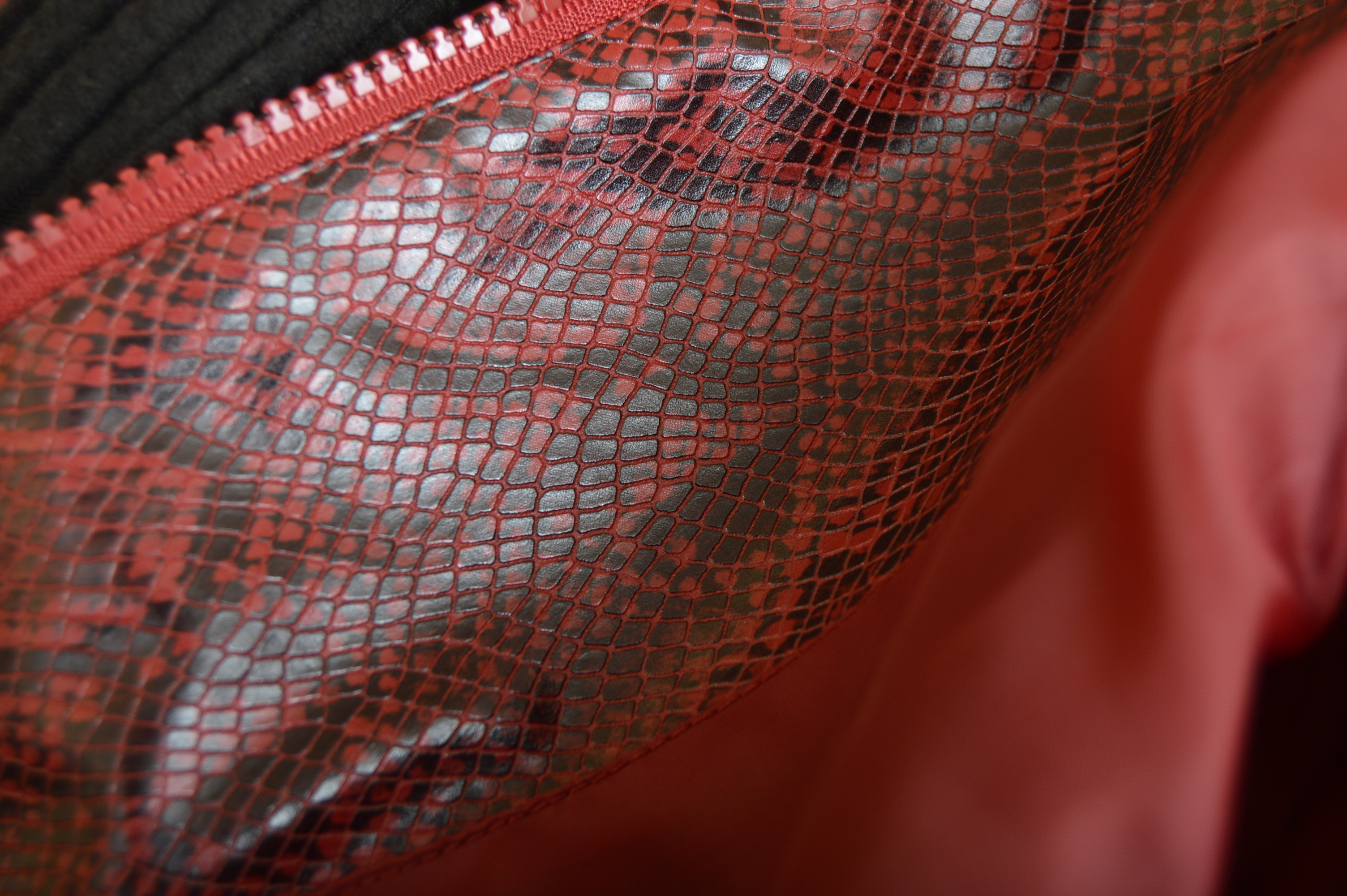 Women's Levi's Vest and Fu Da Sport Red Python Print Faux Leather Jacket