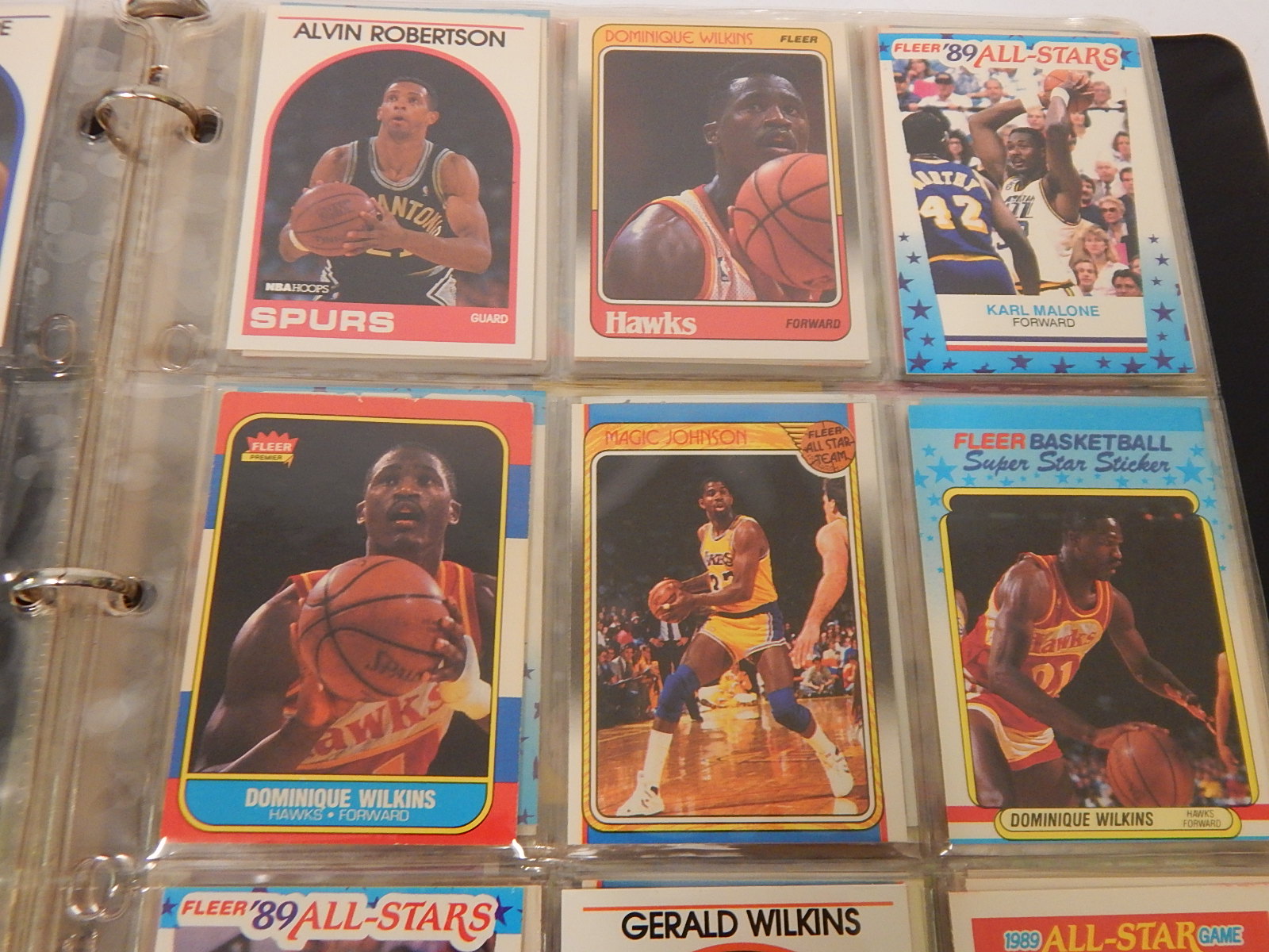 Album with 63 Basketball Star Cards from 1980s - Wilkins Rookie, Bird, Barkley