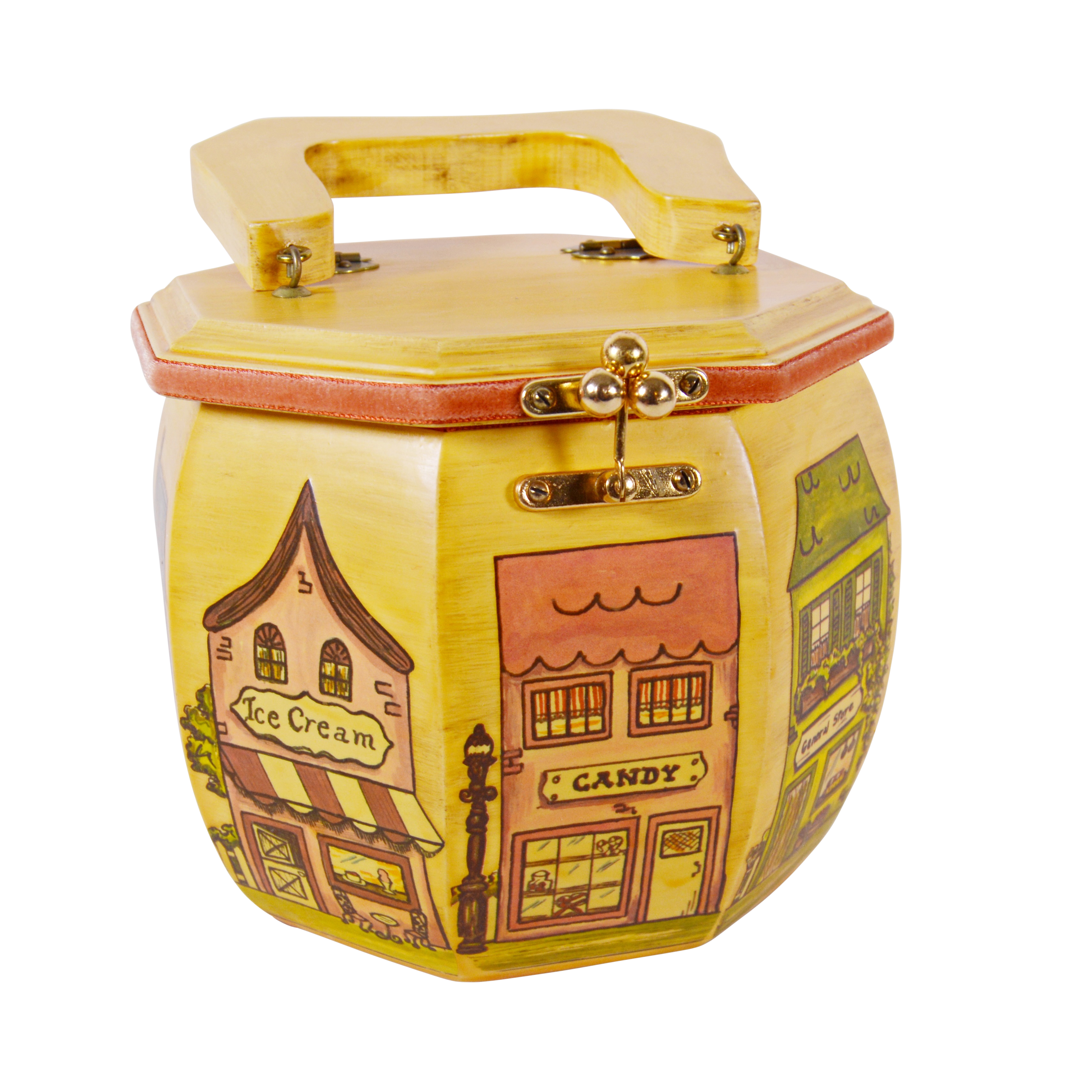 Vintage Hand-Painted Wood Box Purse