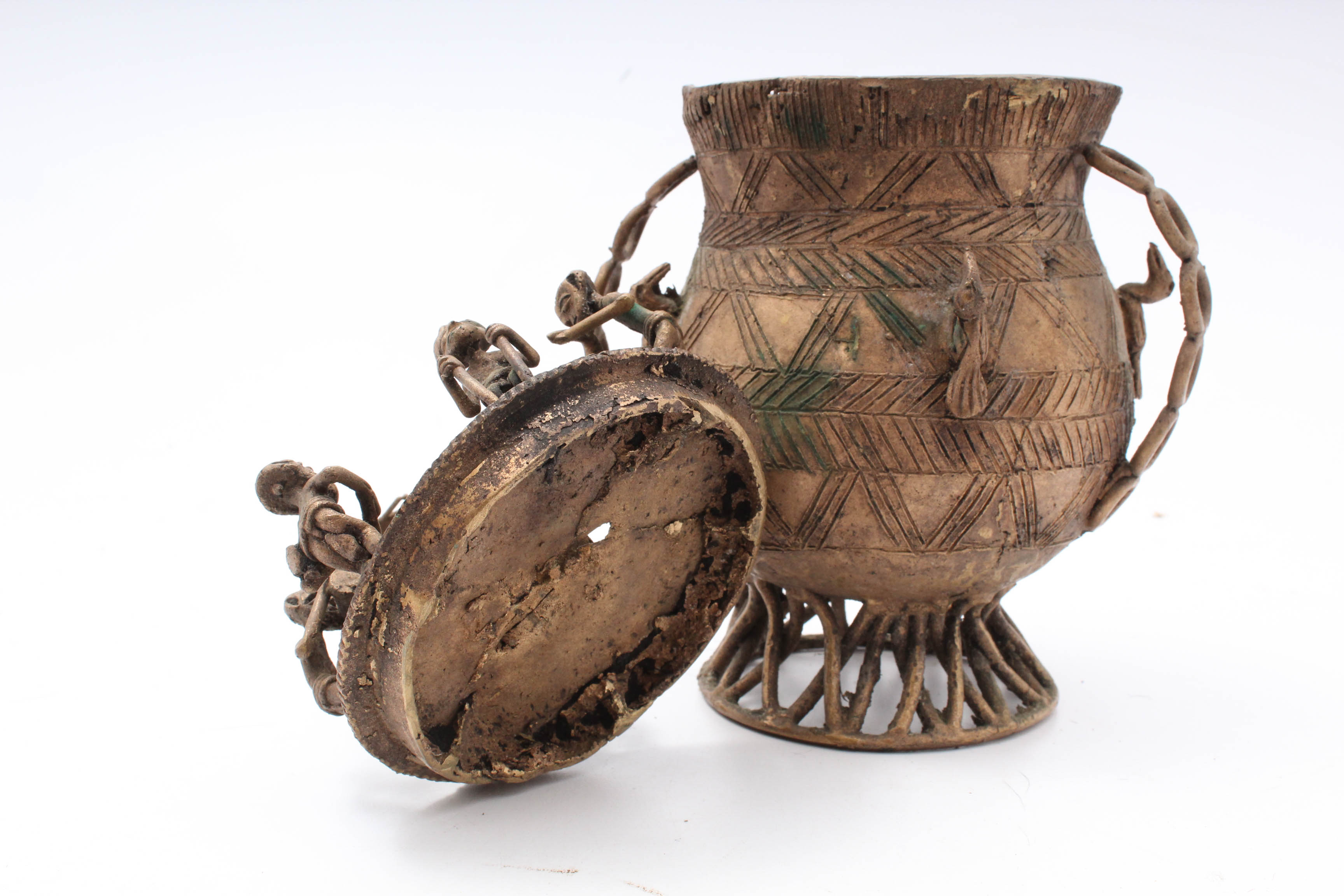 Antique Ashanti Cast Bronze Kuduo Pot
