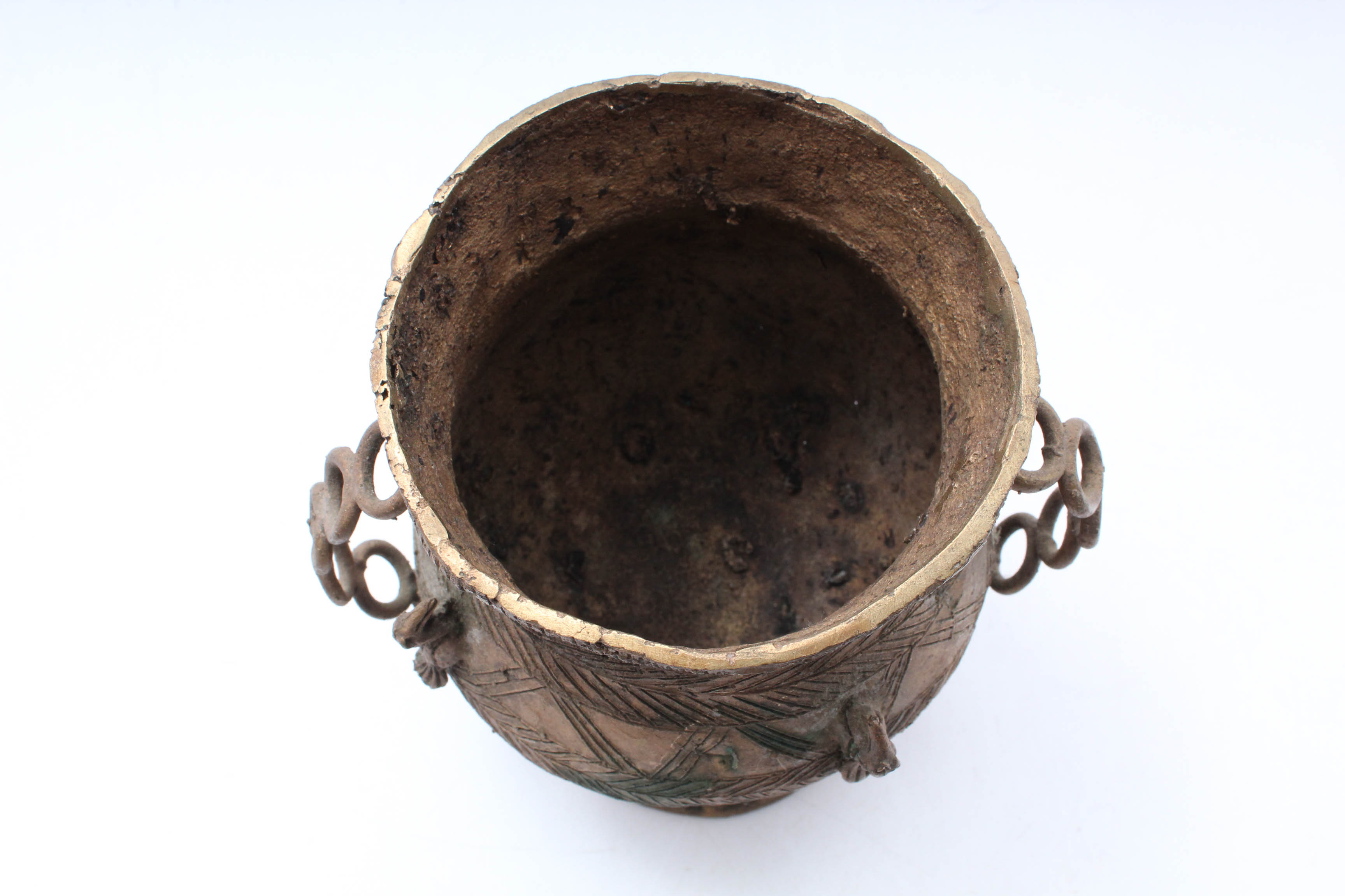 Antique Ashanti Cast Bronze Kuduo Pot