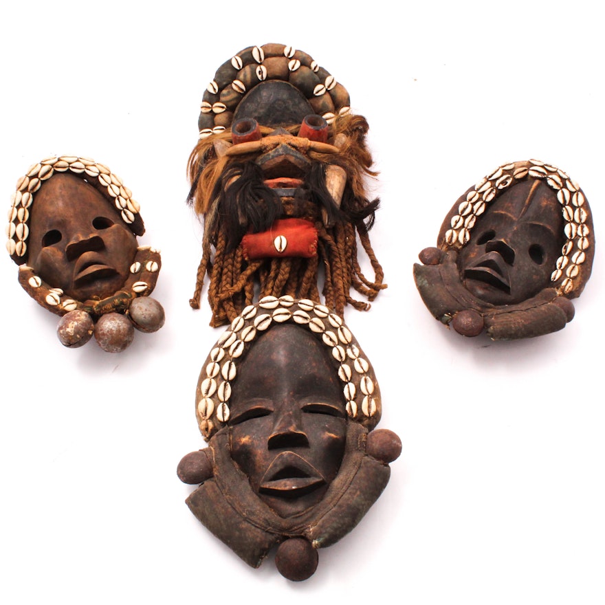 Vintage Hand-Carved Ivory Coast Dan-Style Masks