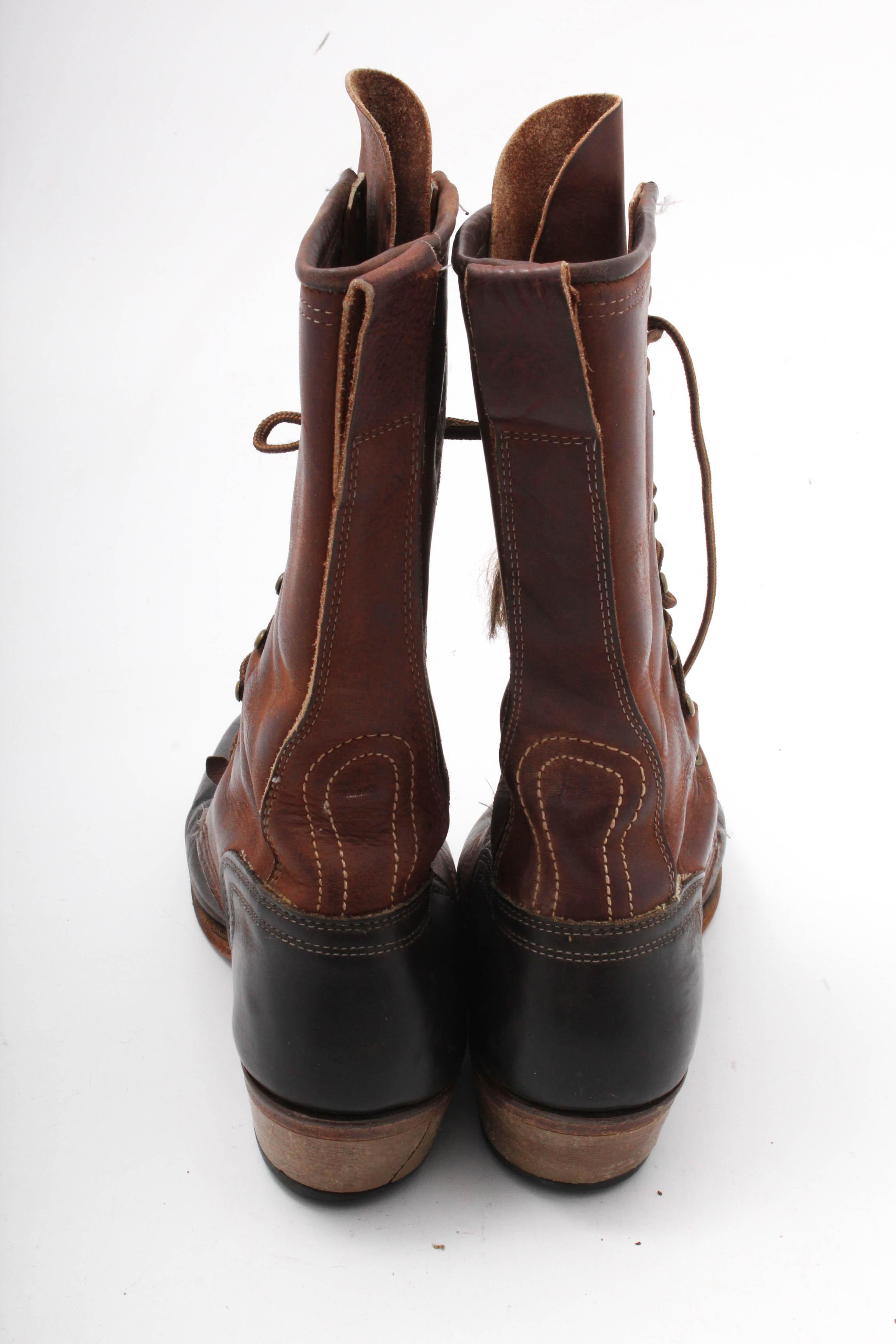 Vintage Distressed Leather Lace-Up Abilene Boots