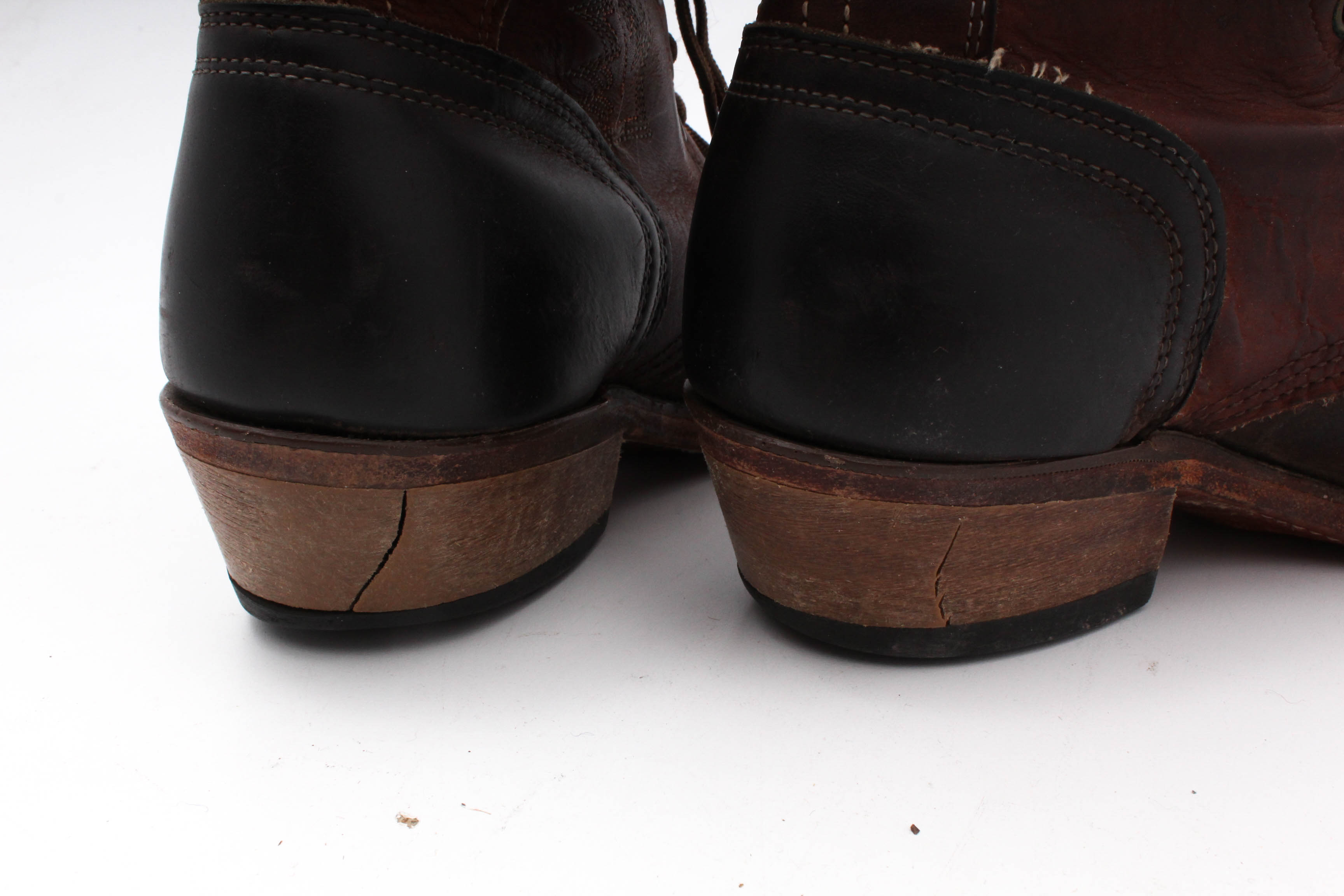 Vintage Distressed Leather Lace-Up Abilene Boots