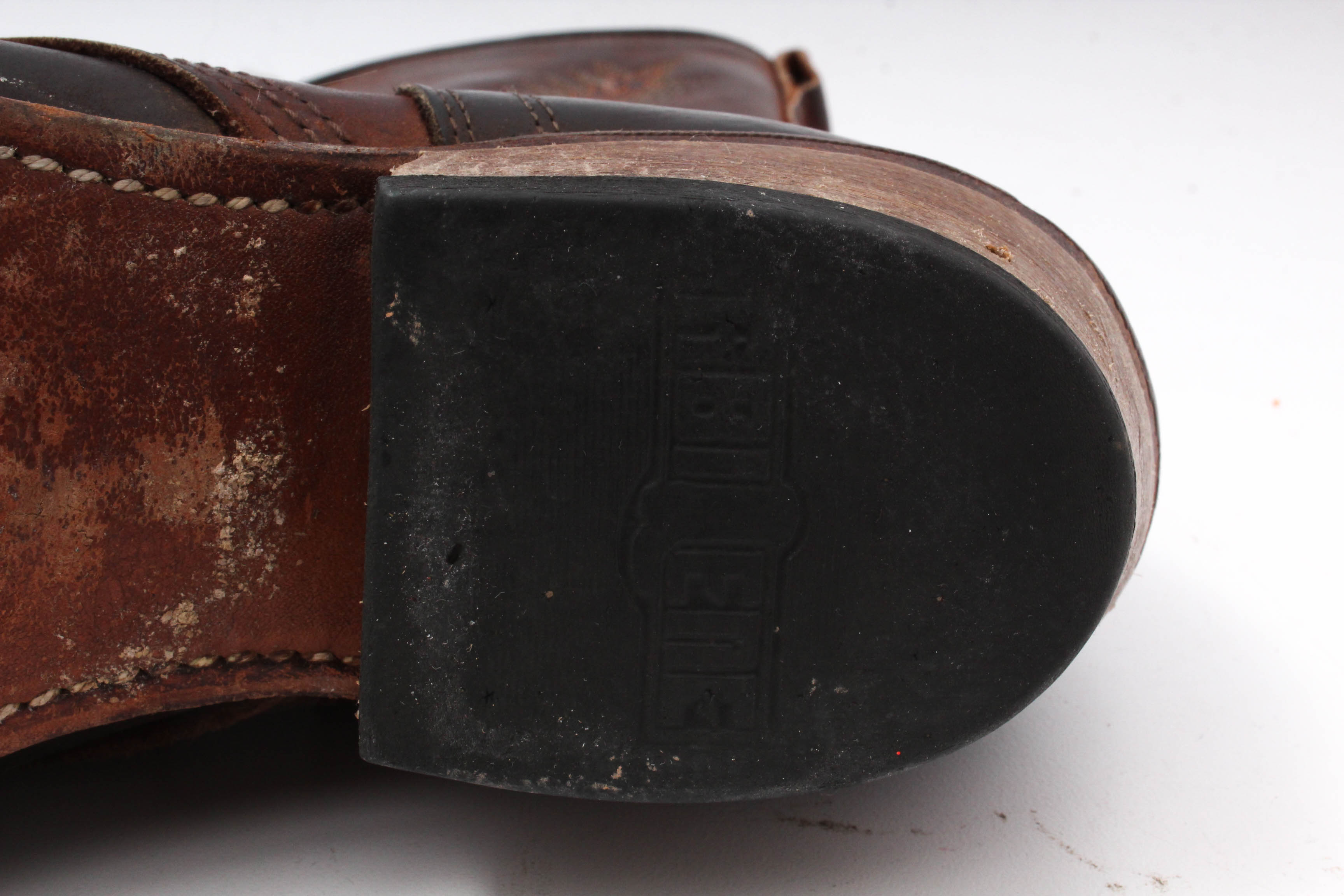 Vintage Distressed Leather Lace-Up Abilene Boots