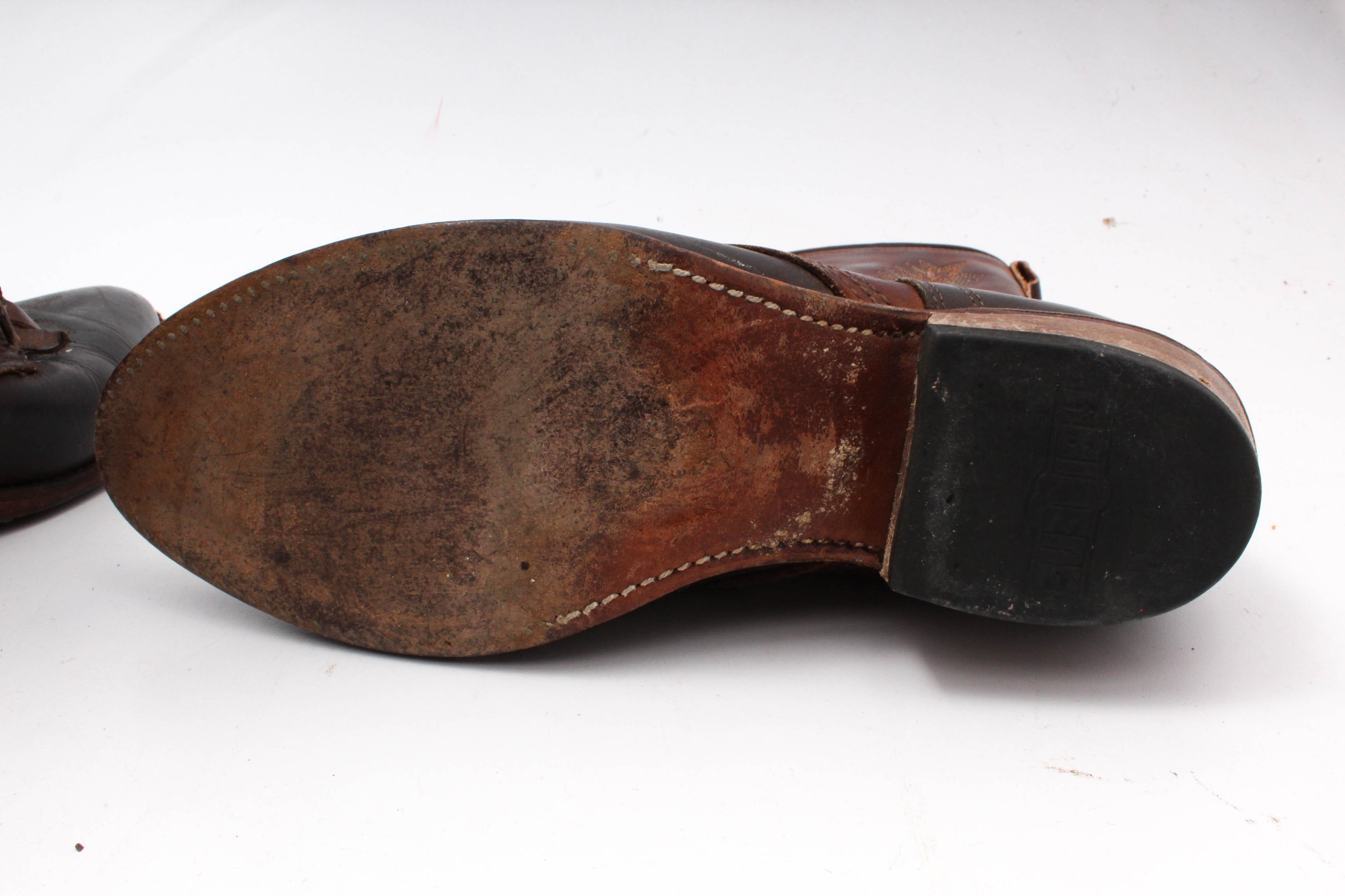 Vintage Distressed Leather Lace-Up Abilene Boots