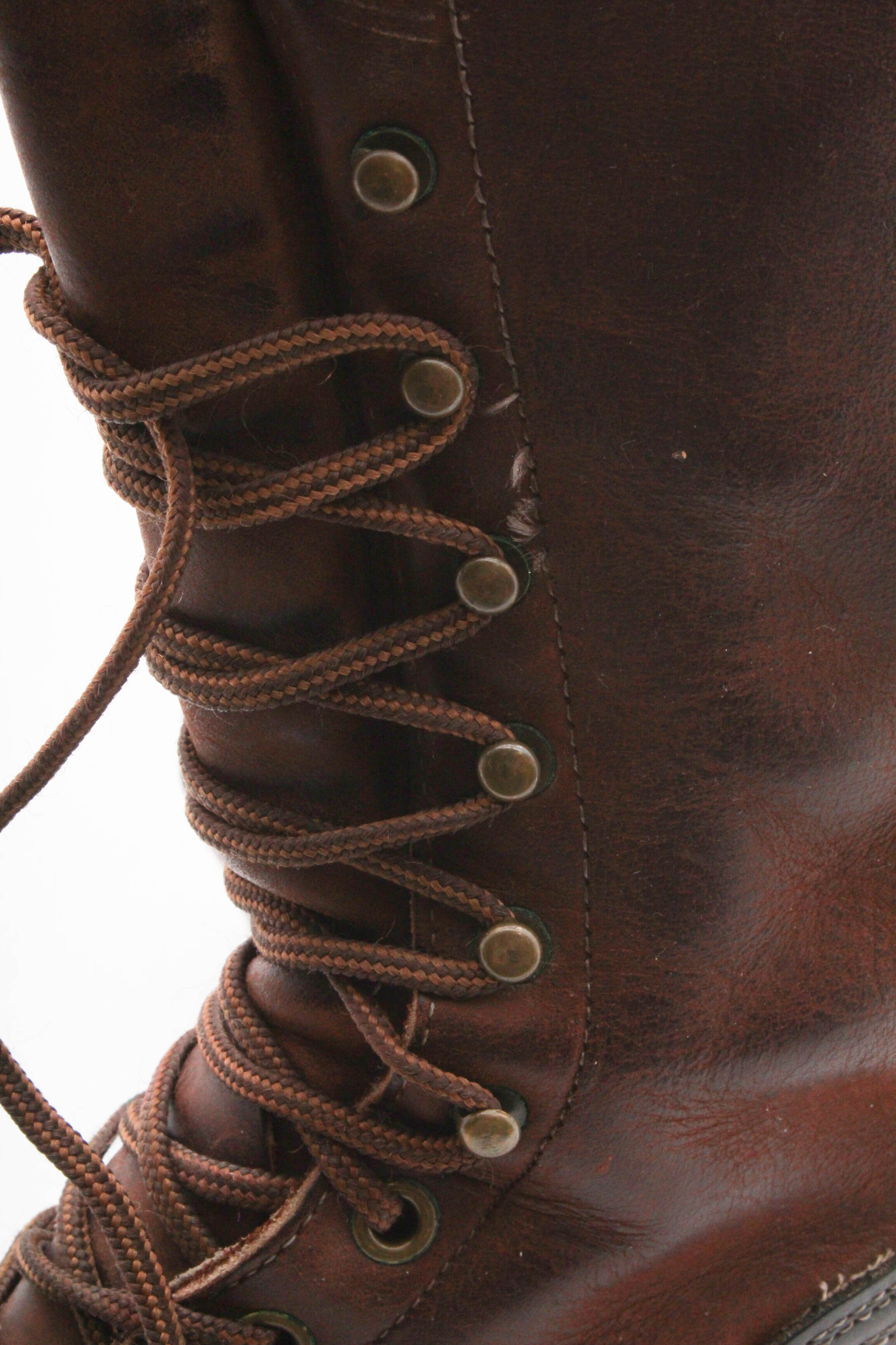 Vintage Distressed Leather Lace-Up Abilene Boots