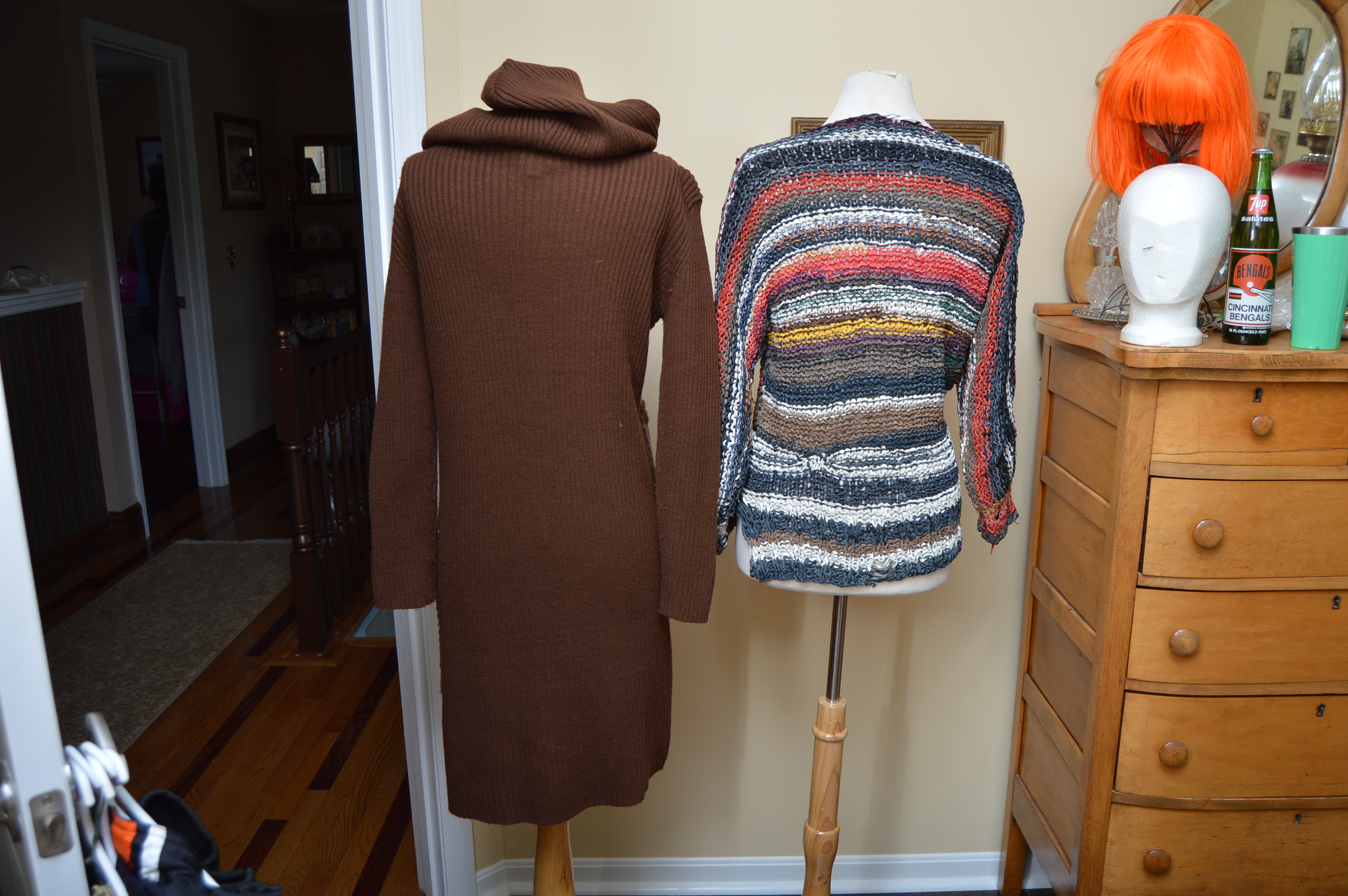 Women's Suede and Ribbed Knit Zipper-Front Coat and Knit Sweater