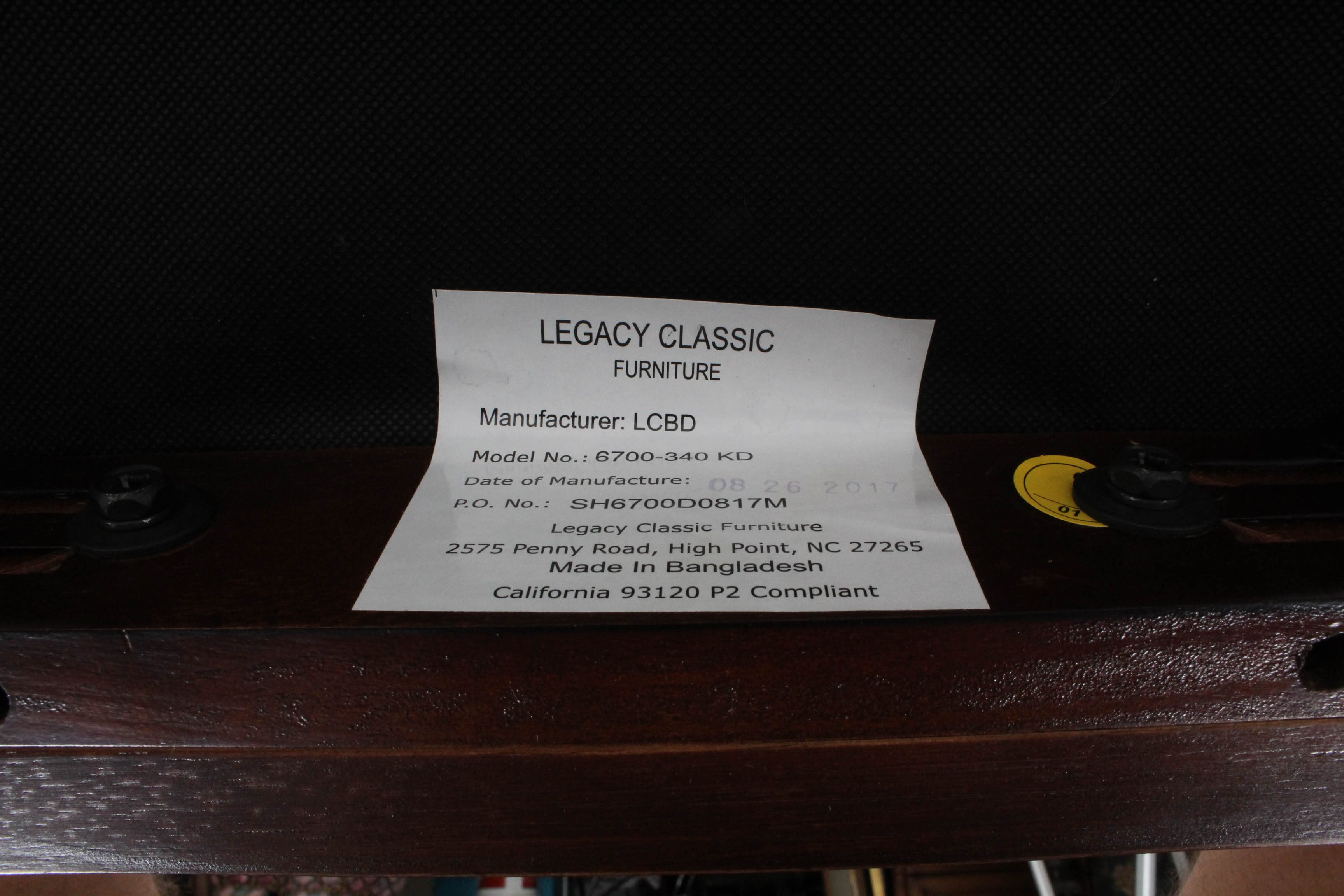 Upholstered Mahogany Finish Chair by Legacy Classic