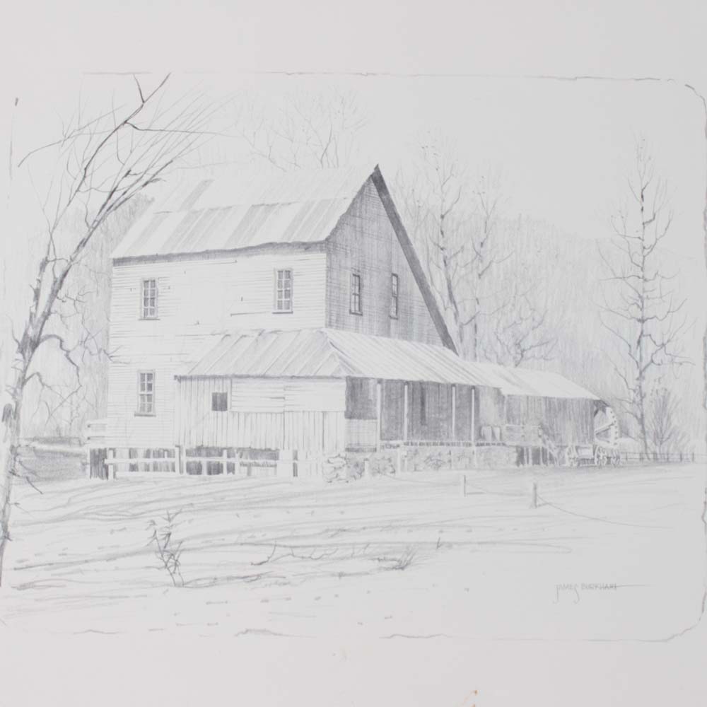 Vintage After James Burkhart Offset Prints "The Four Mills of Ozark County"