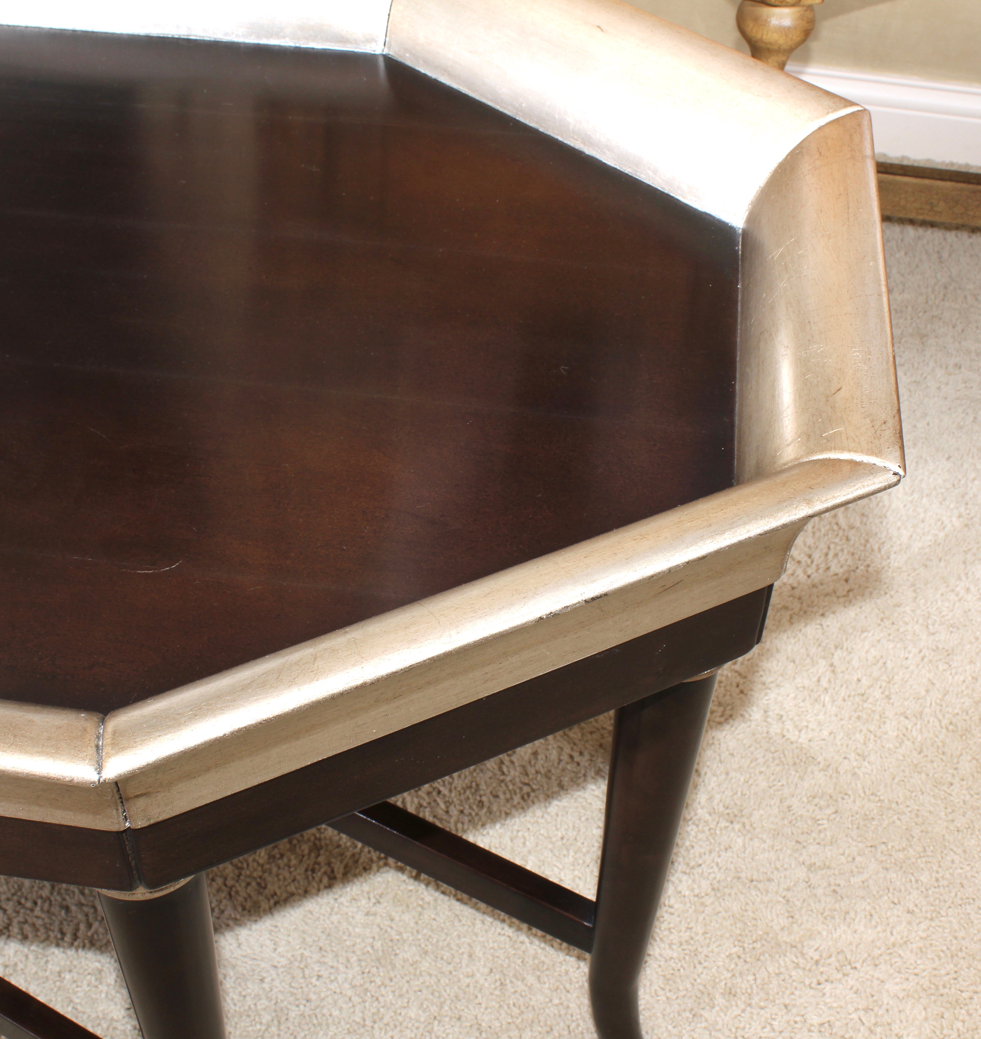 Mahogany and Silver Finish Cocktail Table by Swaim