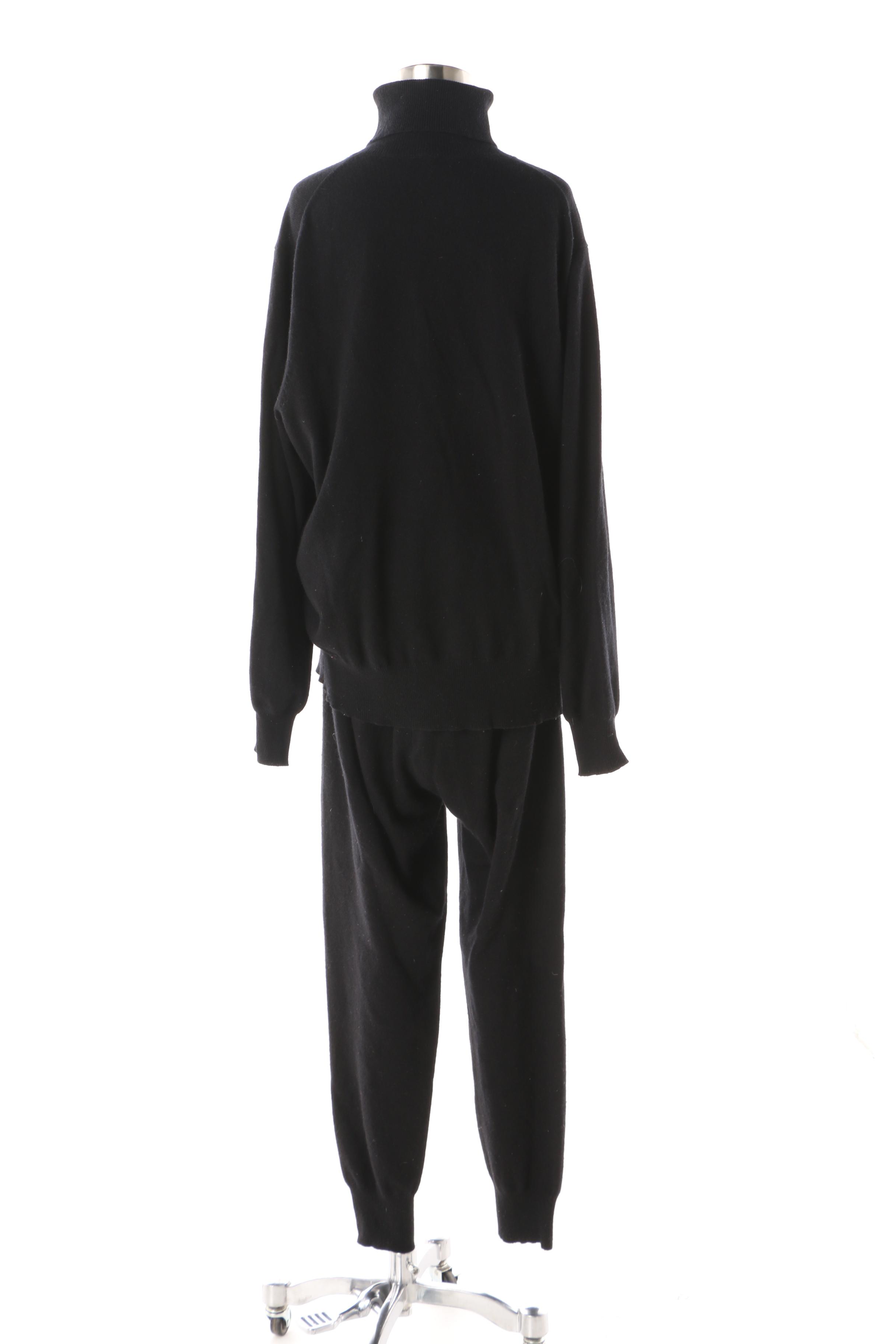 Women's Theory Black Cashmere Turtleneck Sweater and Lounge Pants