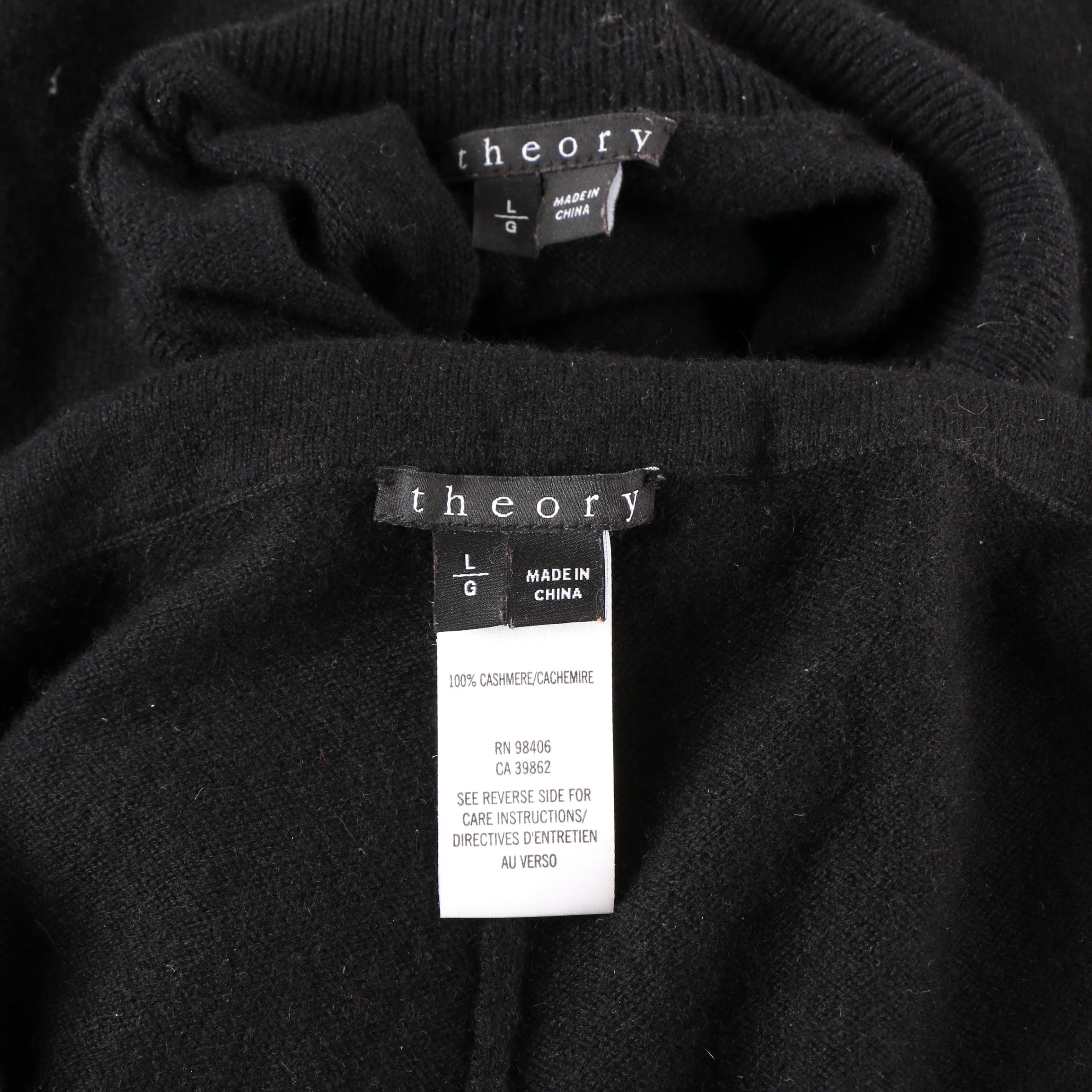 Women's Theory Black Cashmere Turtleneck Sweater and Lounge Pants