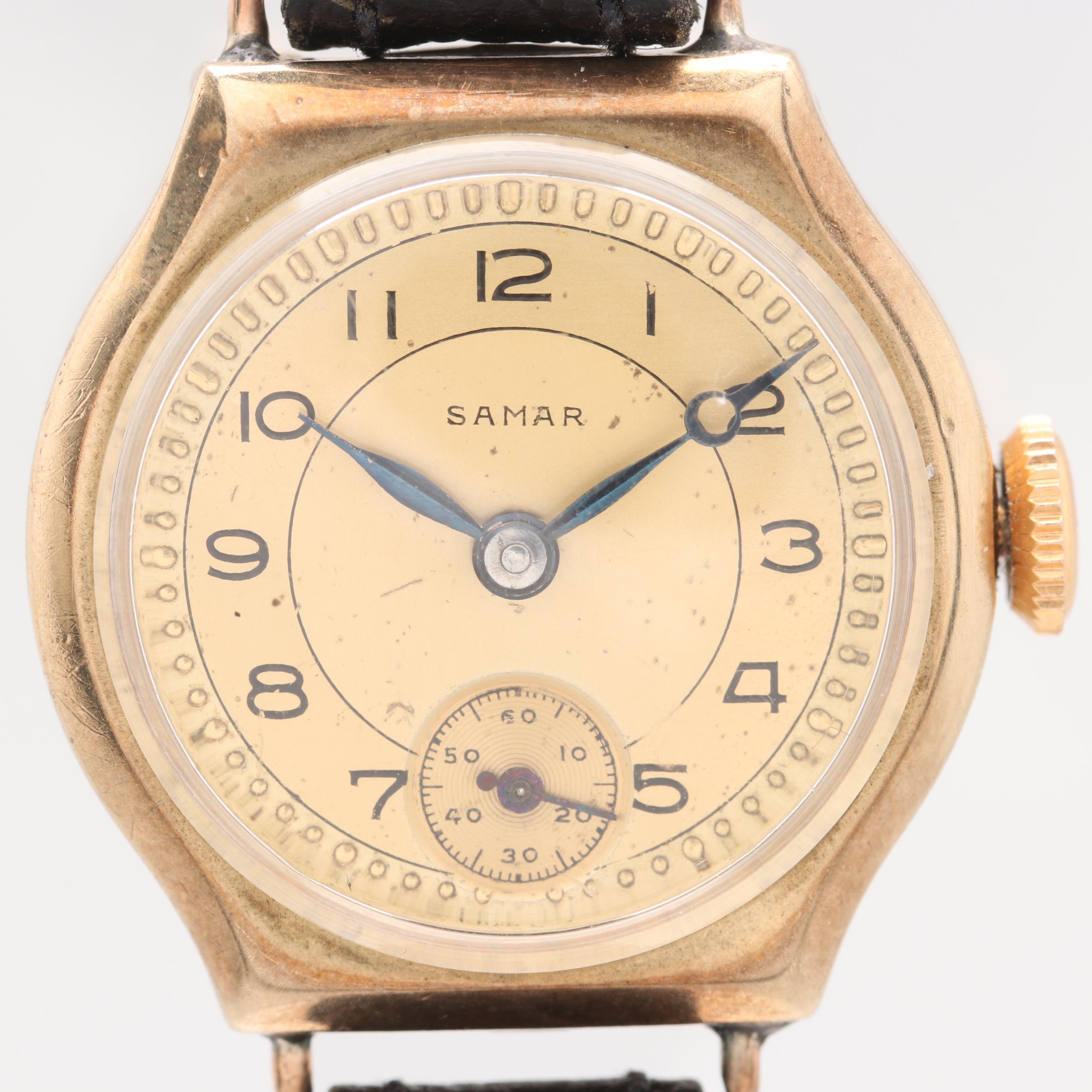 Circa 1947-1948 Samar 9K Yellow Gold Stem Wind Watch
