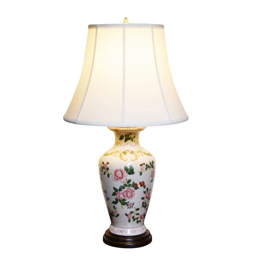 Hand-Painted Porcelain Baluster Table Lamp