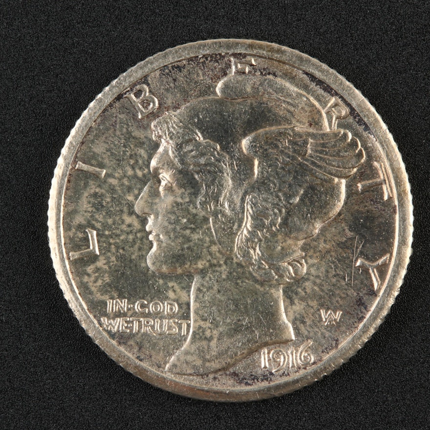 First Year of Issue 1916-S Silver Mercury Dime