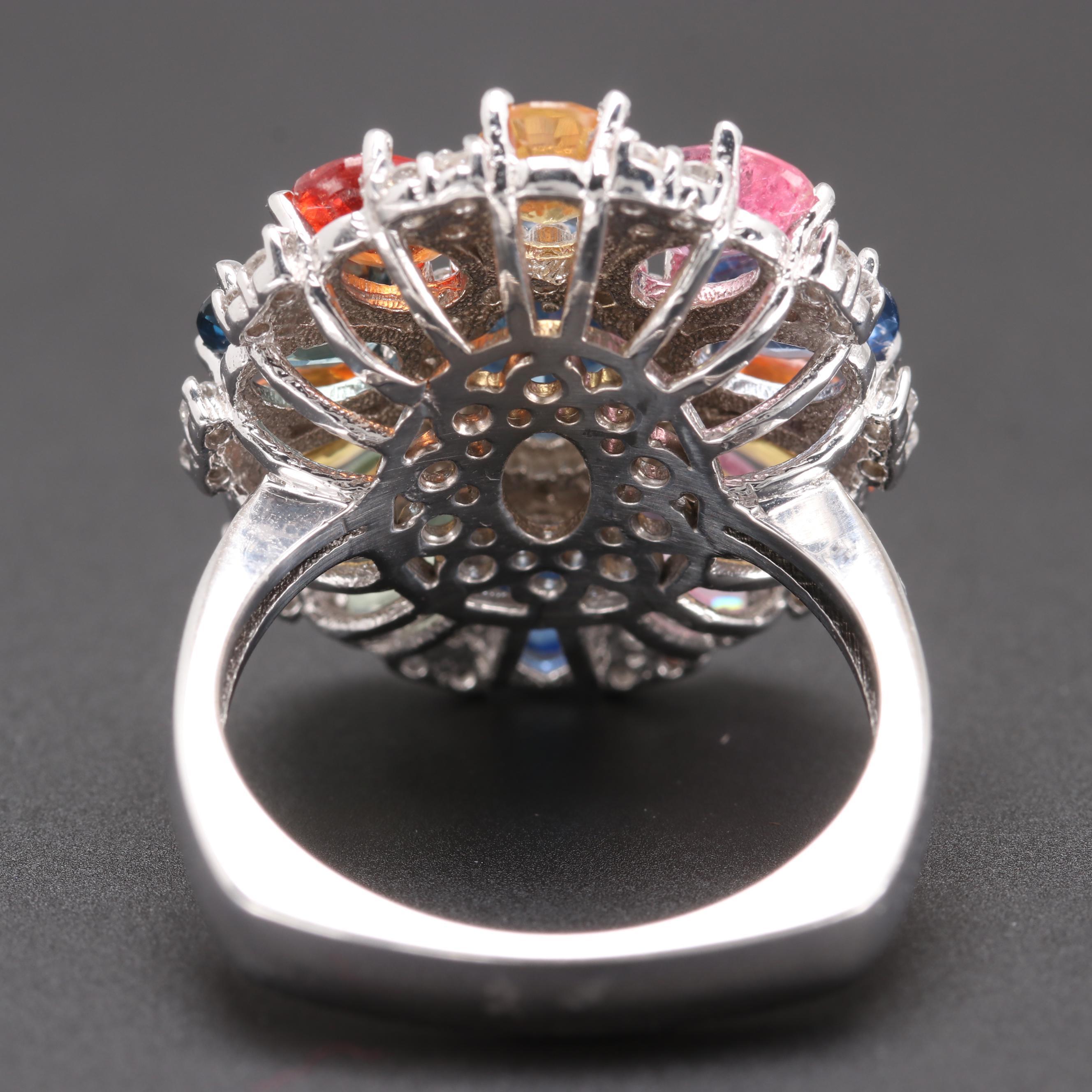 14K White Gold Fancy Sapphire and Diamond Ring