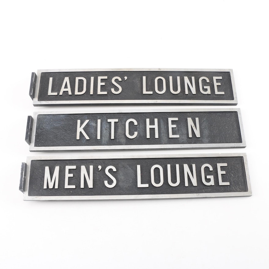 Vintage Metal Wall Mount "Kitchen", "Men's Lounge", and "Ladies Lounge" Signs