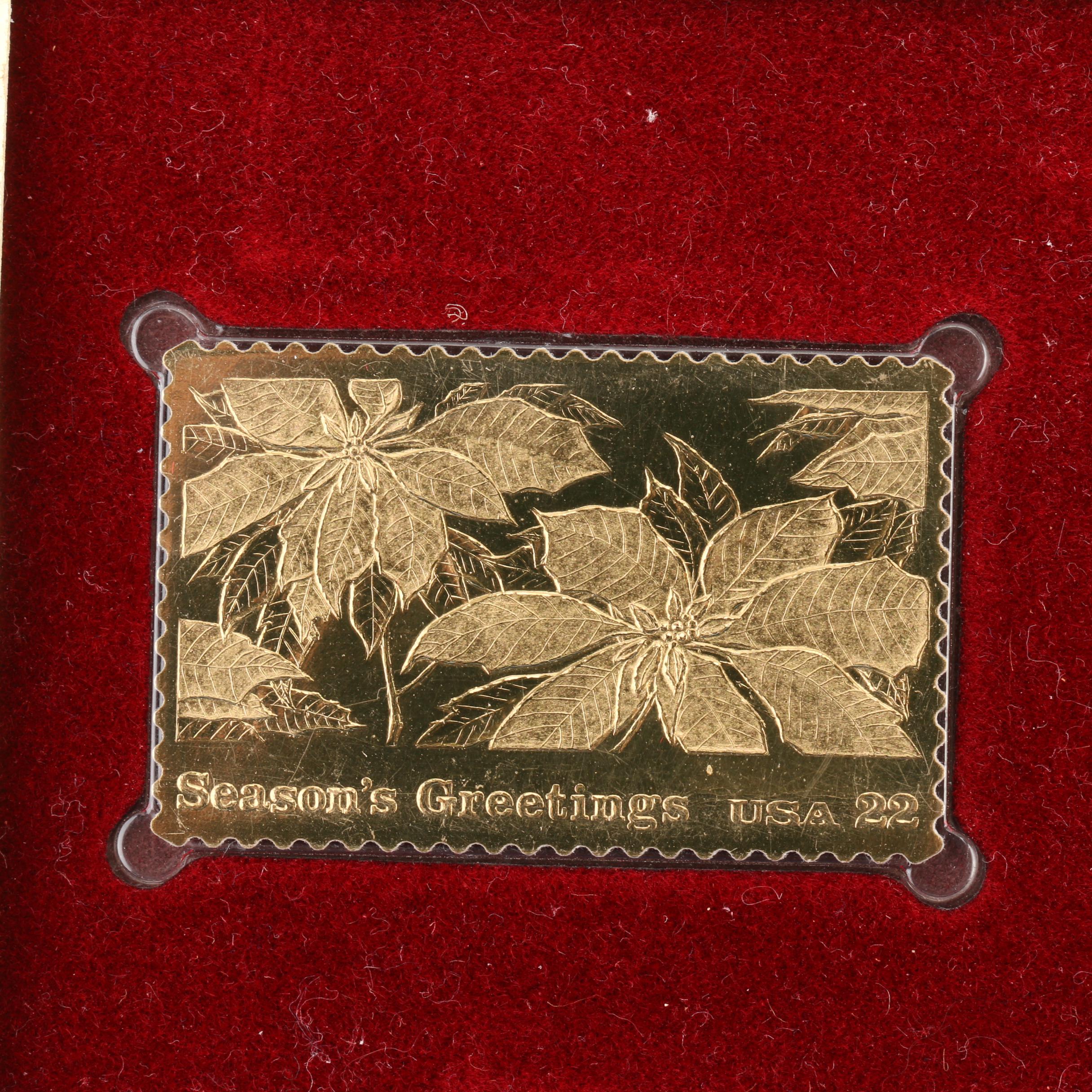 Group of Postage Stamps, First Day Covers, and 22K Gold Stamp Replicas