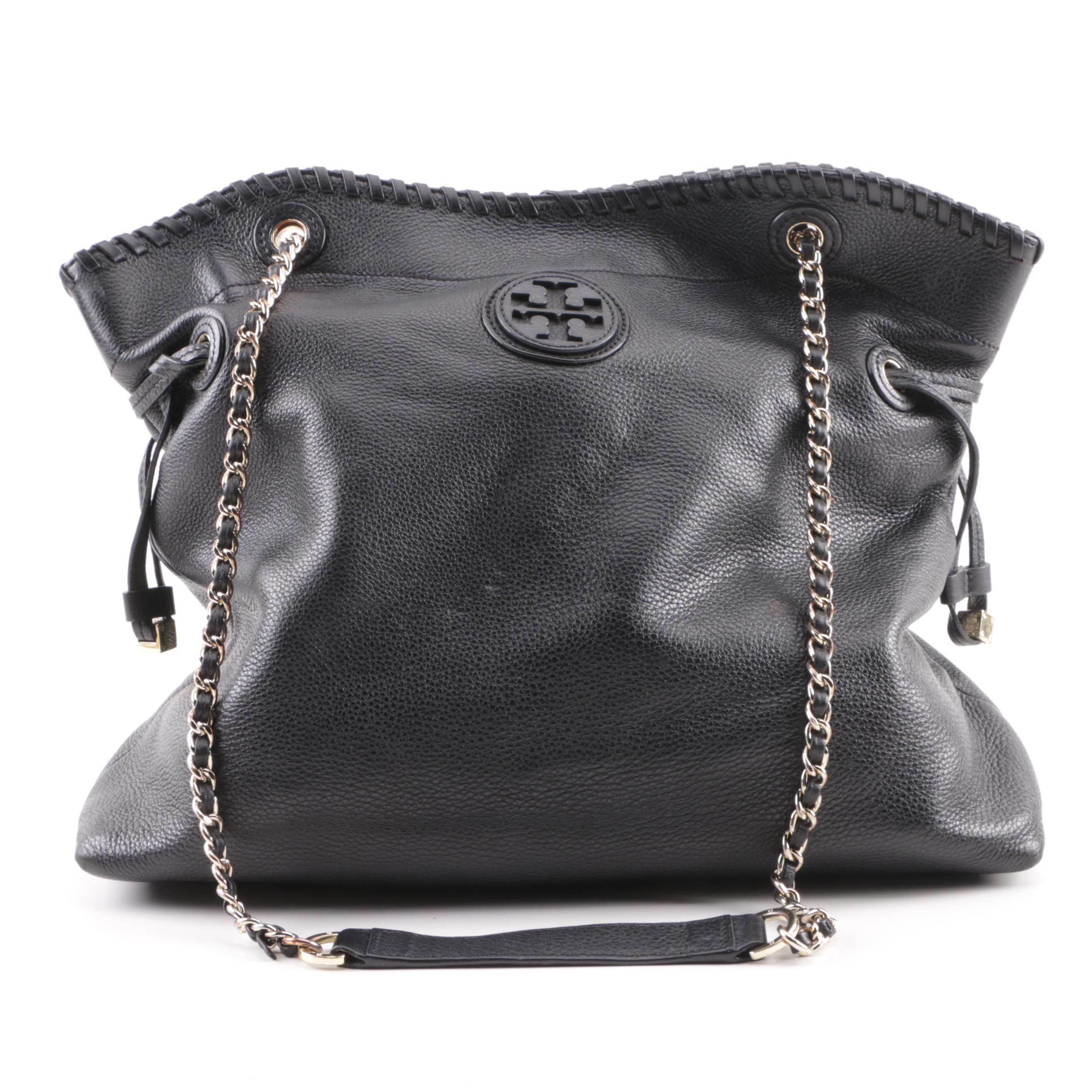 Tory Burch Black Pebbled Leather Shoulder Bag